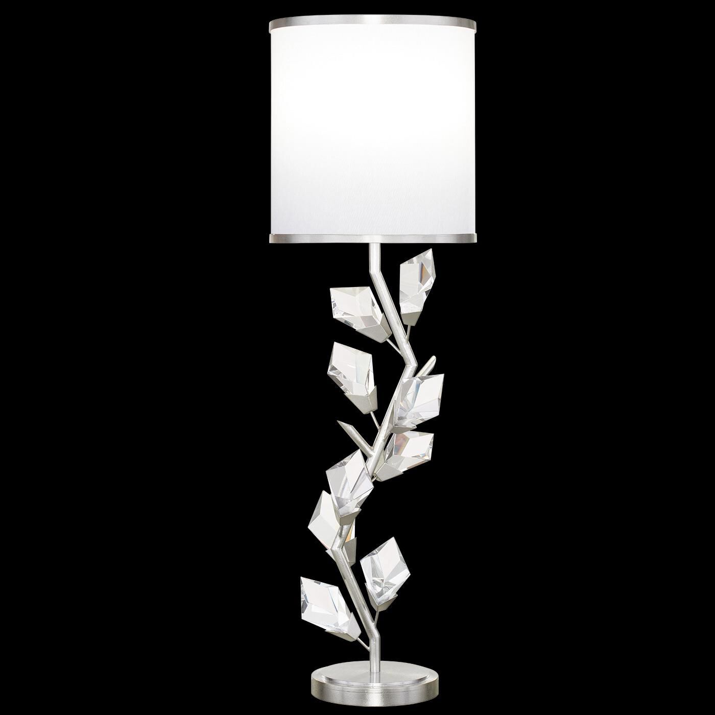 Shown in Silver finish and White Fabric shade