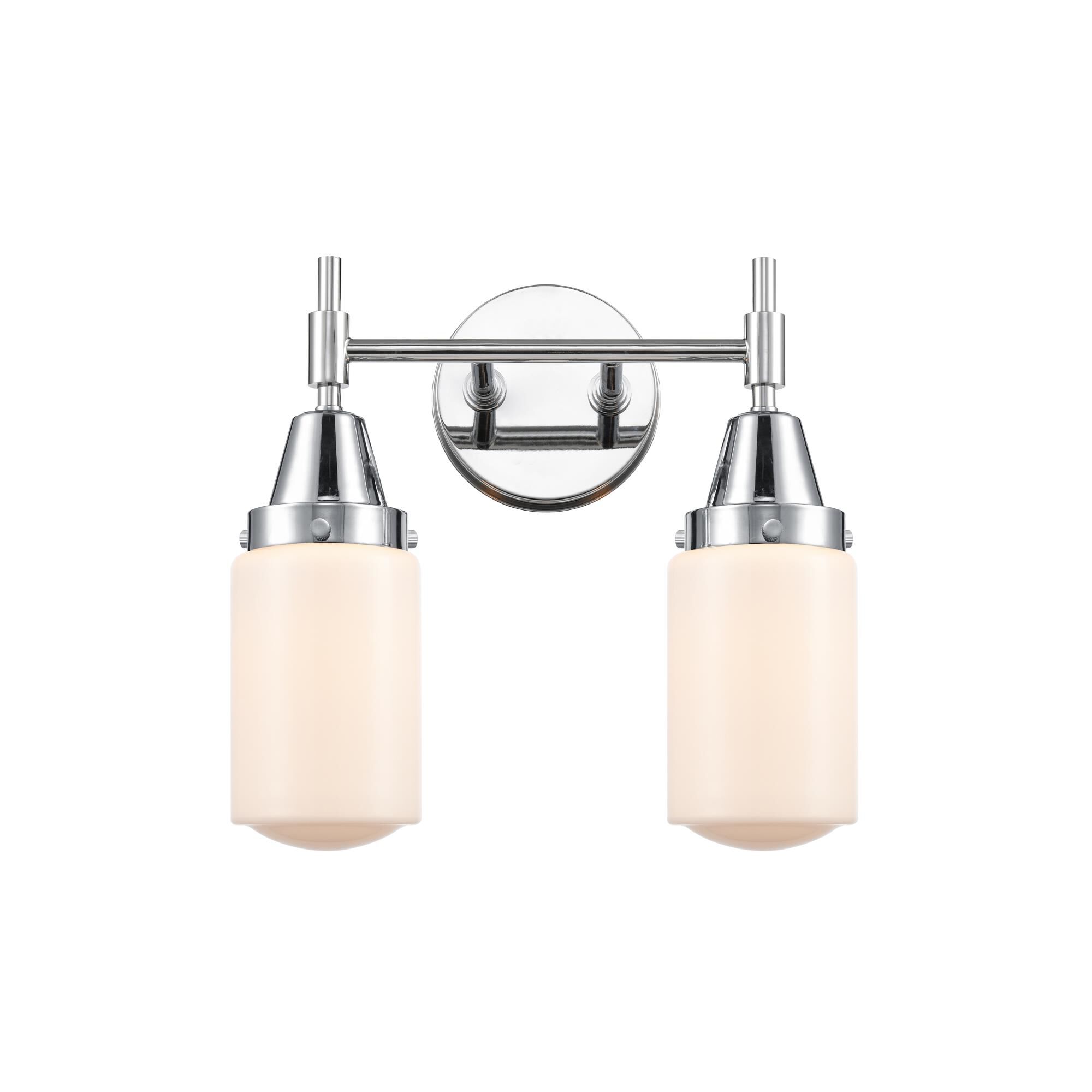 Shown in Polished Chrome finish and Matte White Cased Large Cone glass