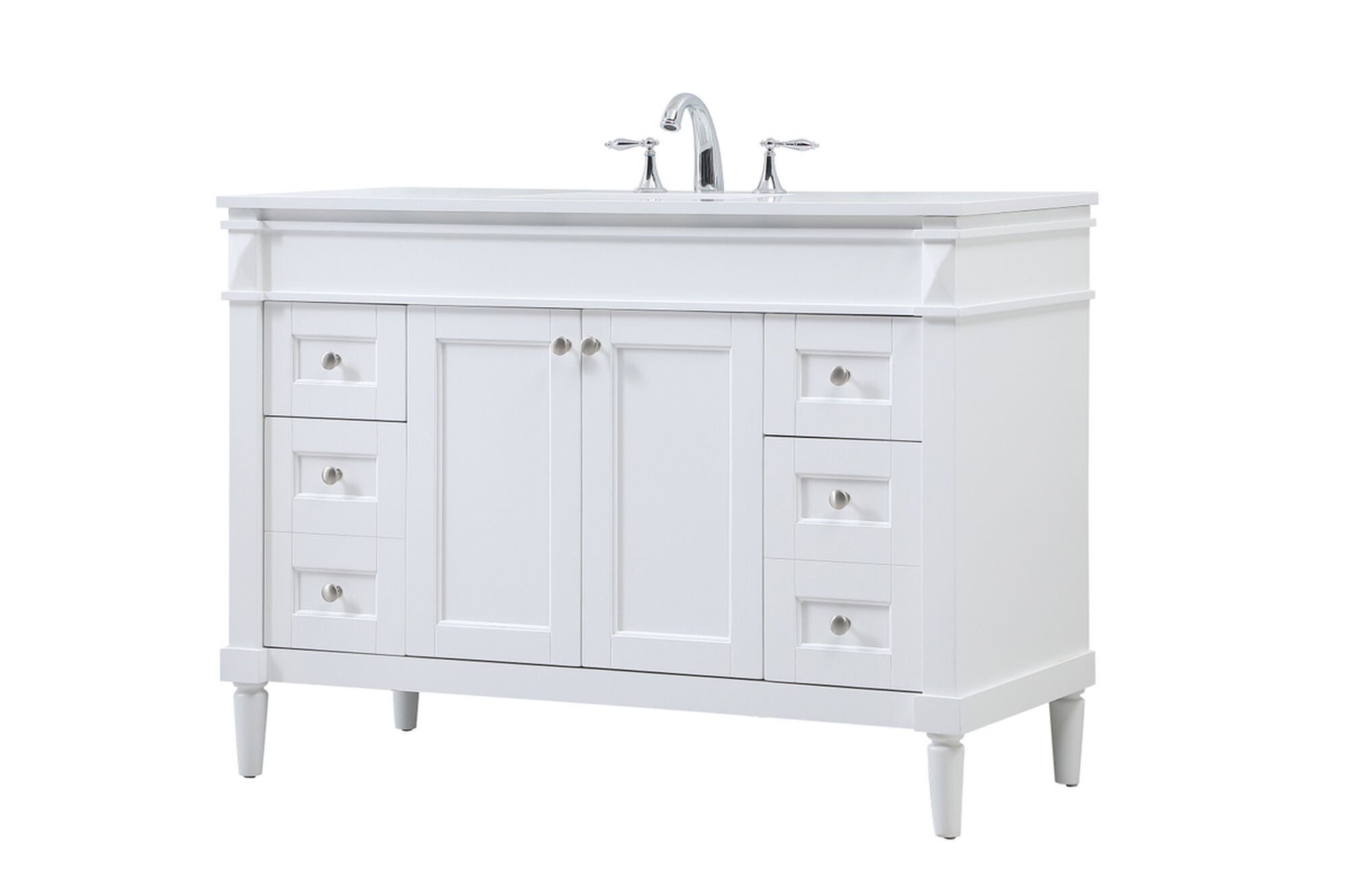 Shown in White finish and No Backsplash accent