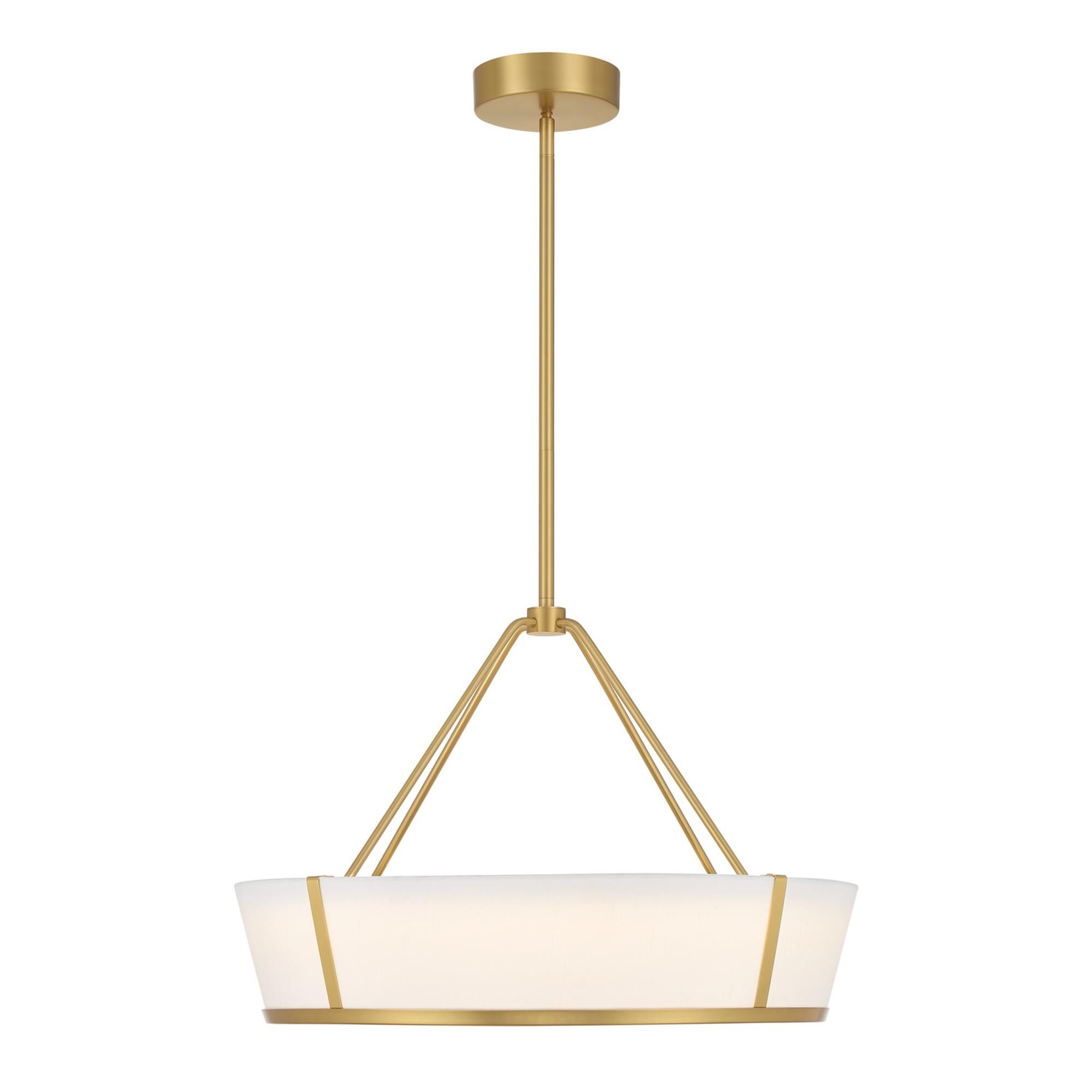 Shown in Luxe Gold finish and Fabric glass and Fabric shade