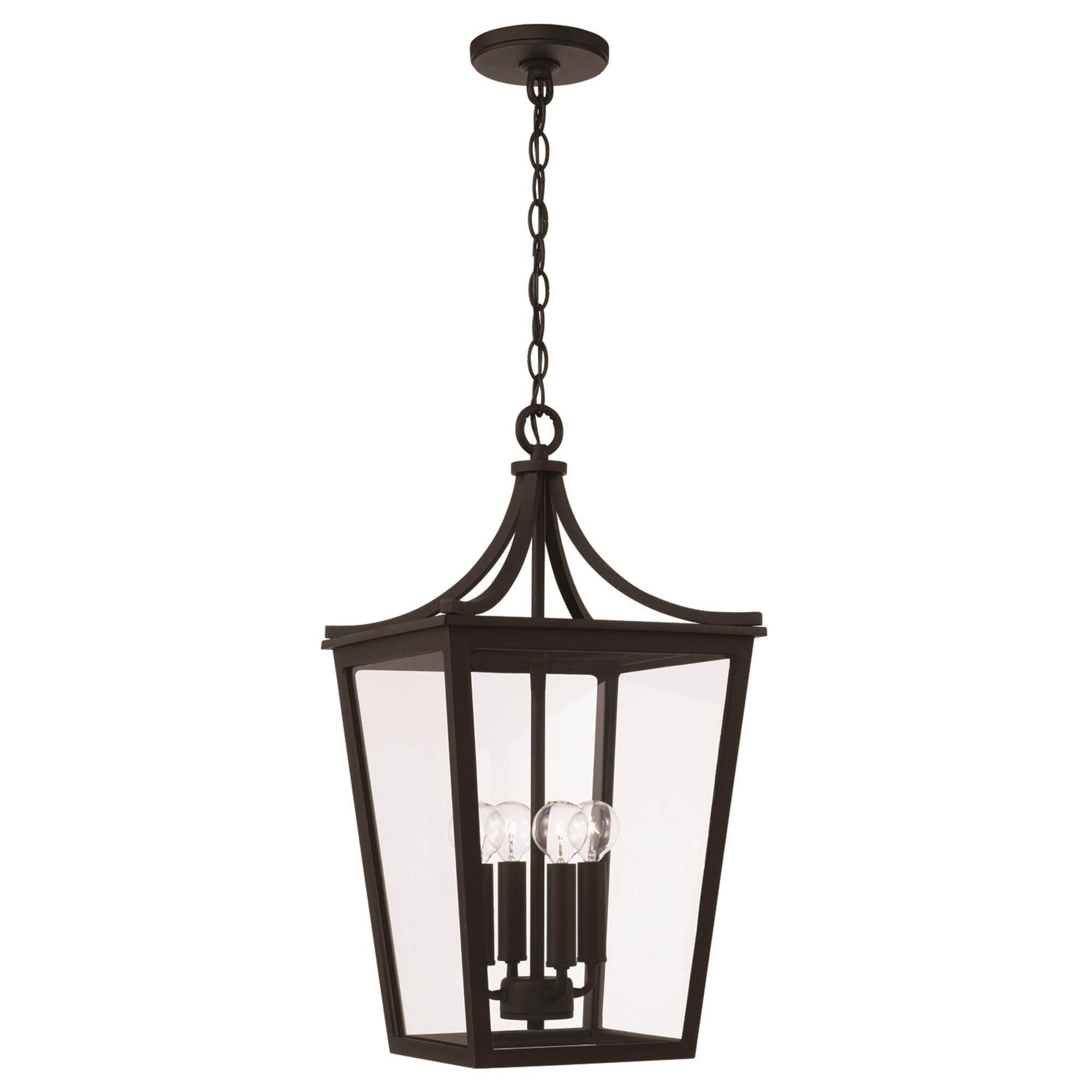 Shown in Black finish and Clear glass