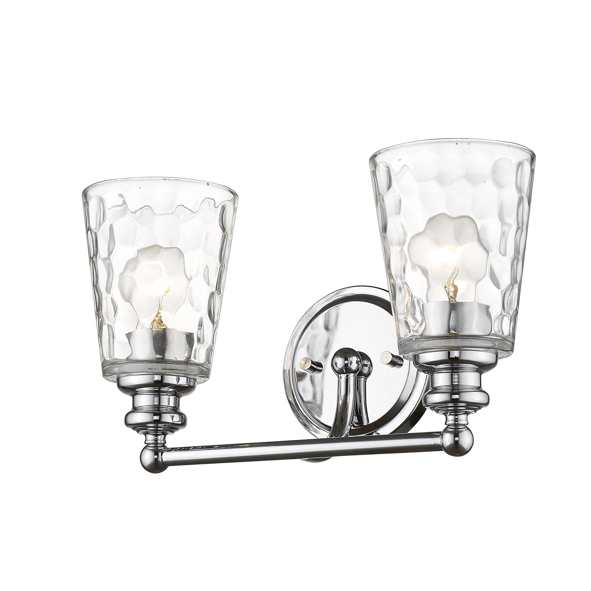 Shown in Chrome finish and Clear glass and Clear, Optic Cone Shaped Glass shade