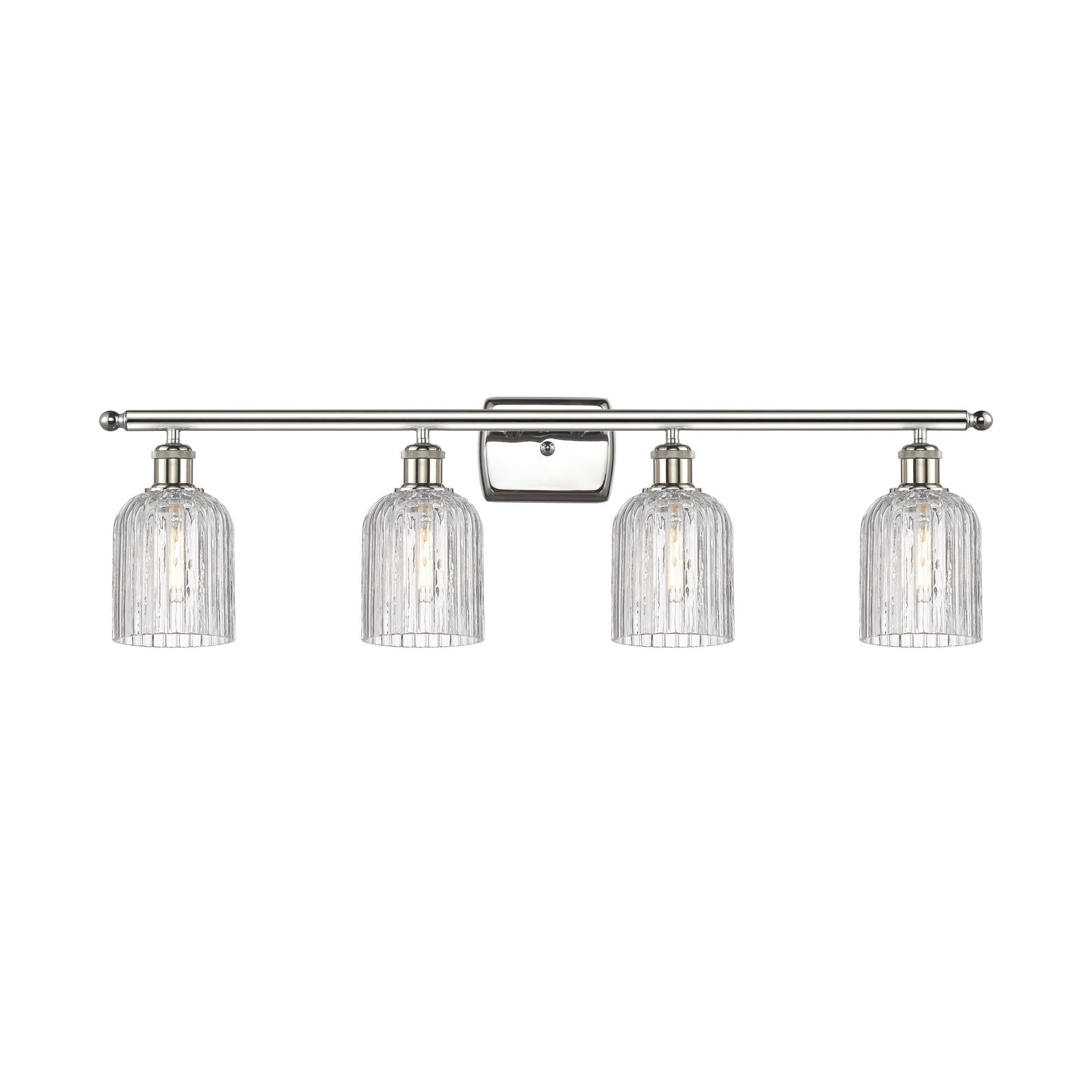Shown in Polished Nickel finish and Clear glass