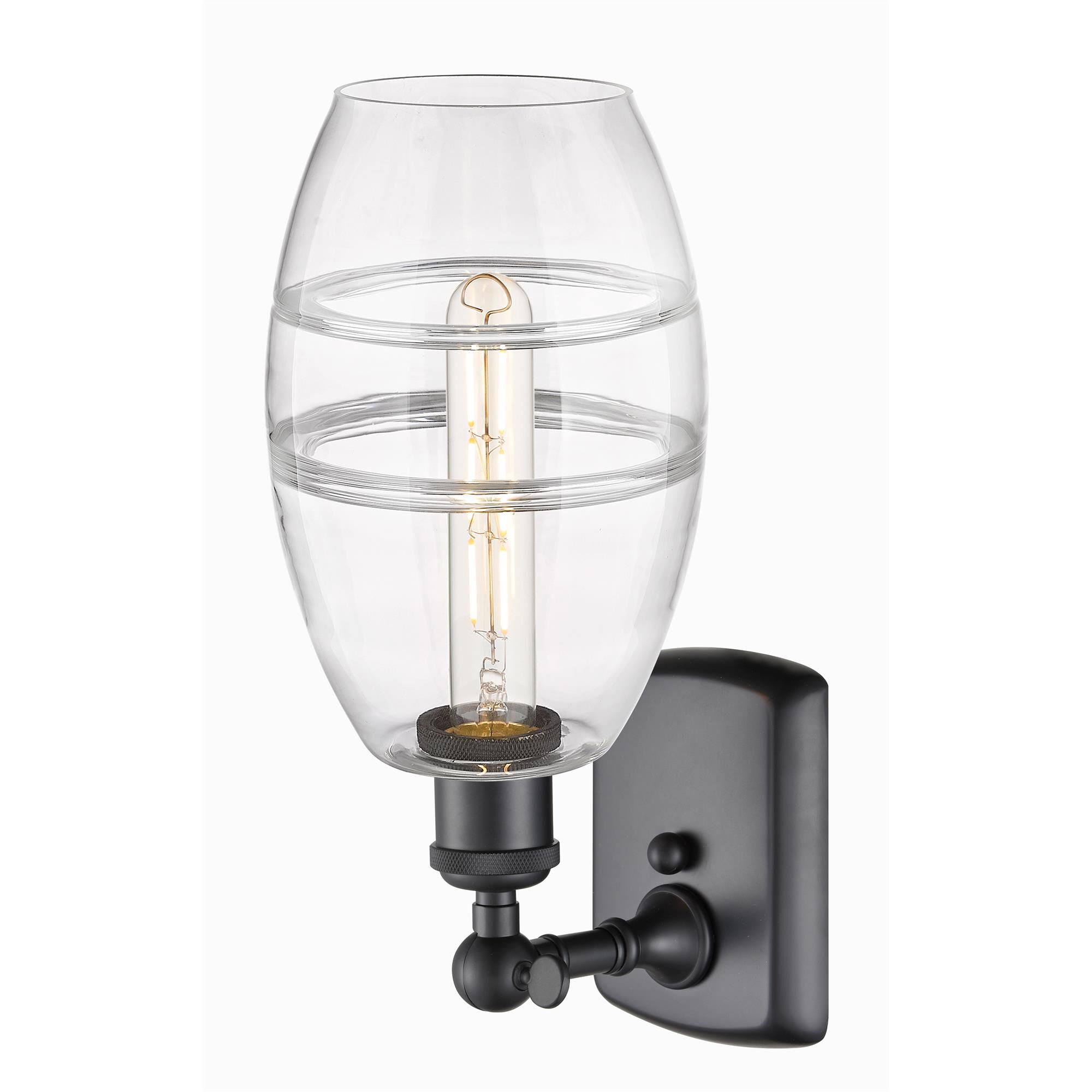 Shown in Matte Black finish and Clear glass