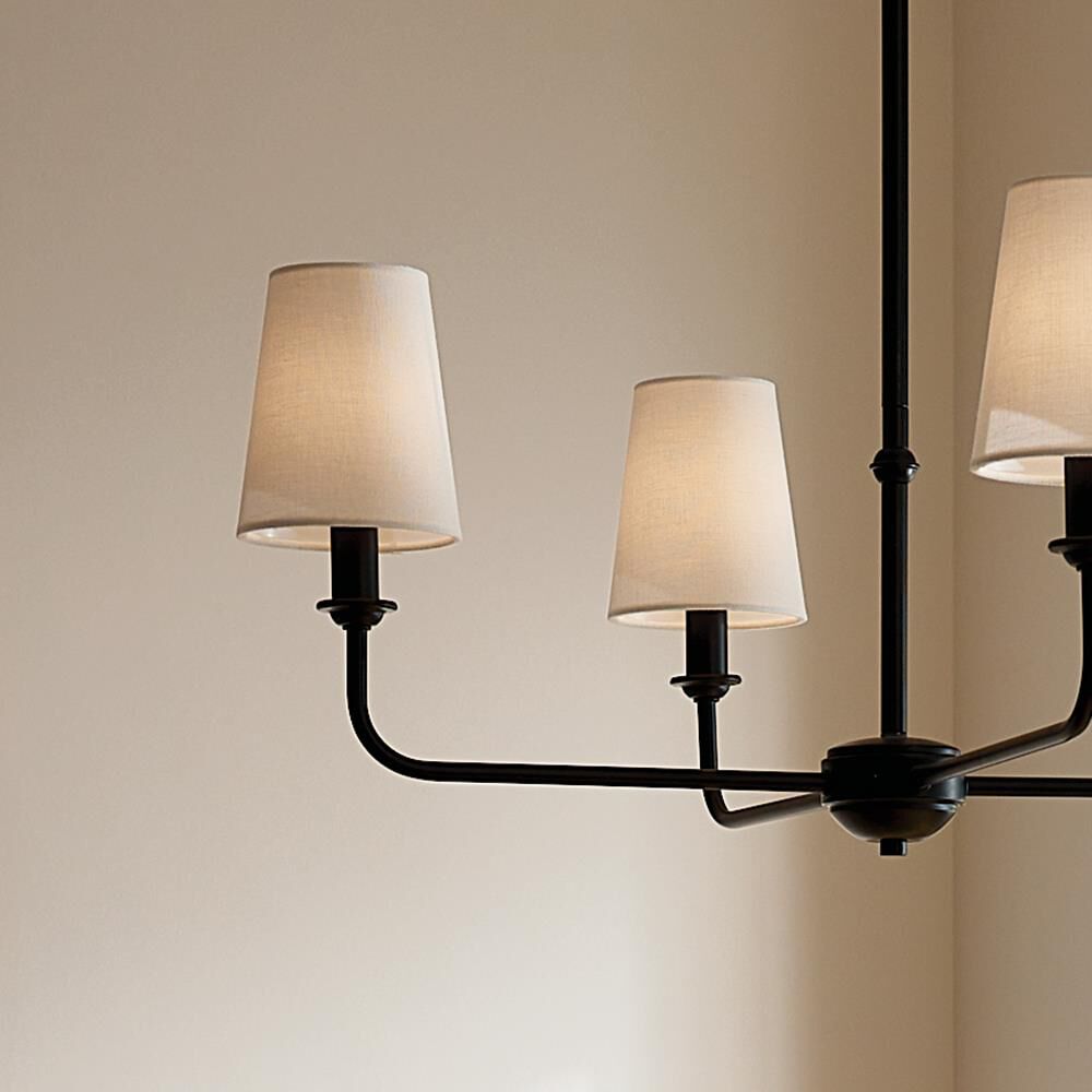 Shown in Black finish and Fabric and Bell shade