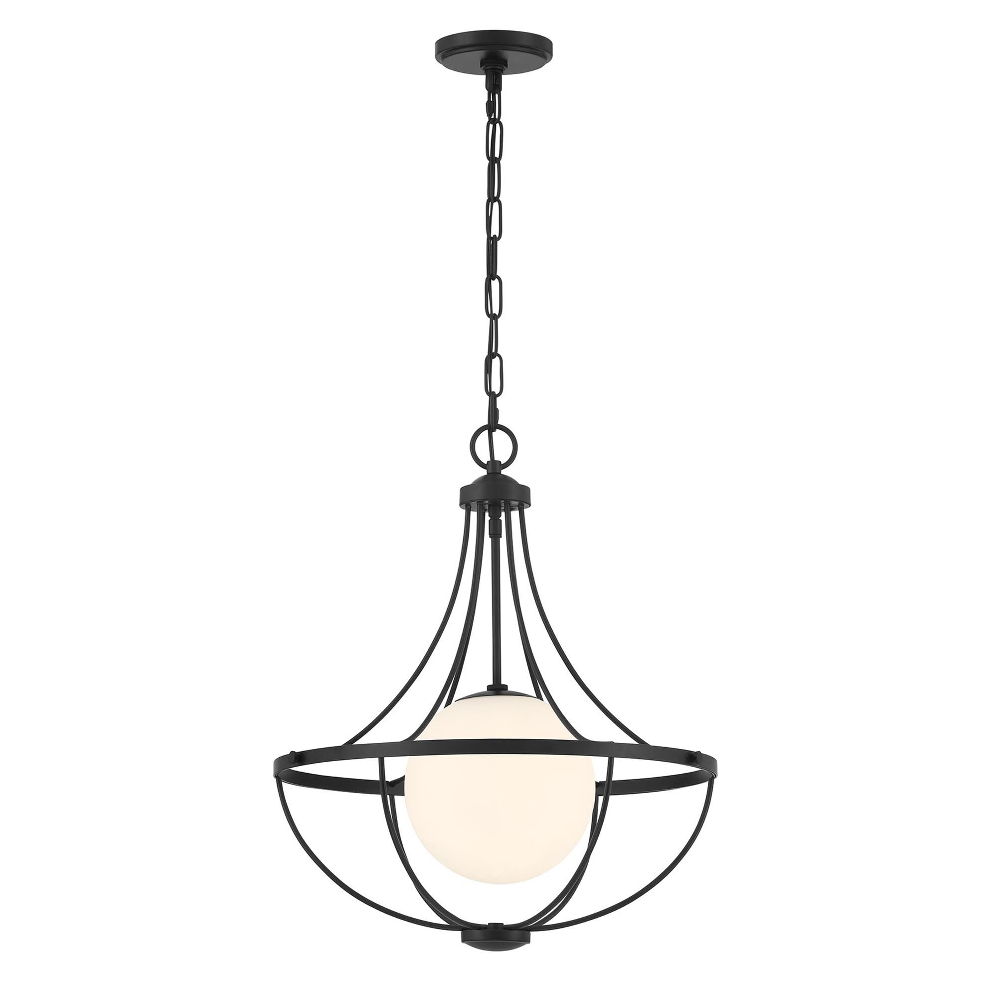 Shown in Matte Black finish and White Opal glass