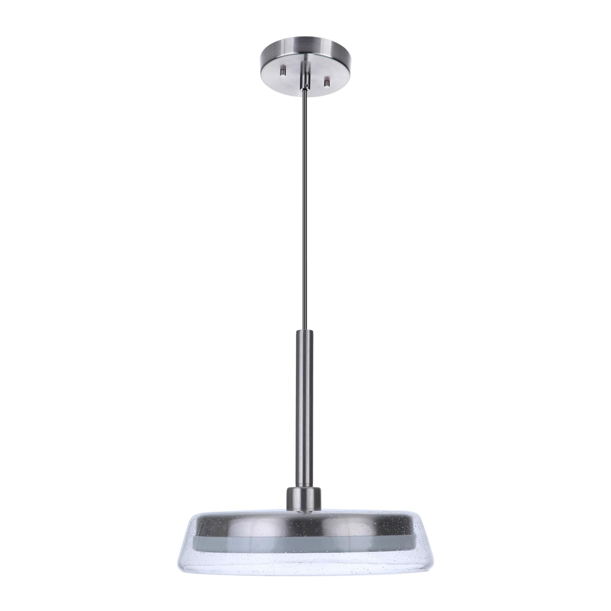 Shown in Brushed Polished Nickel finish and Clear Seeded glass and Glass shade