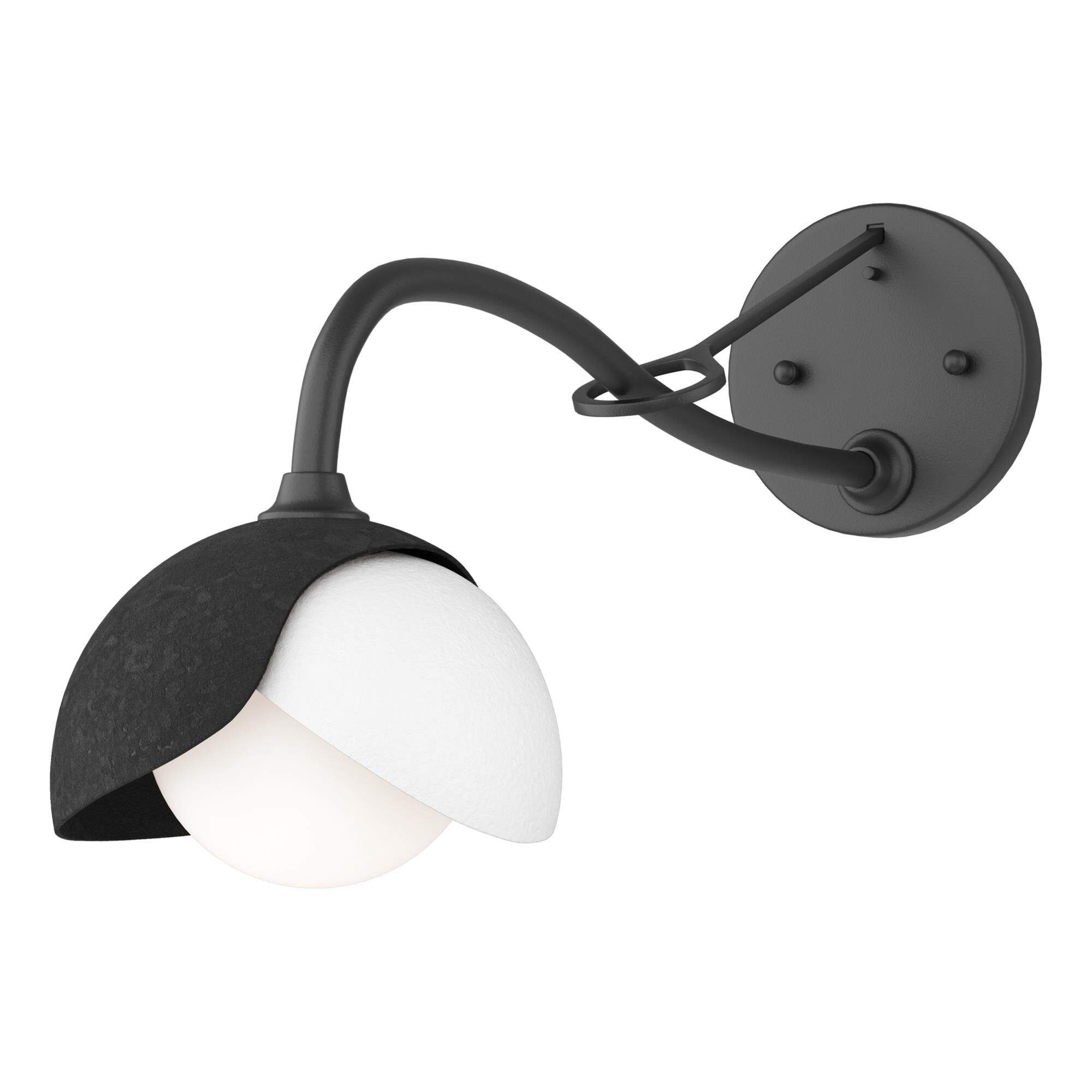 Shown in Black finish and Opal glass and White accent