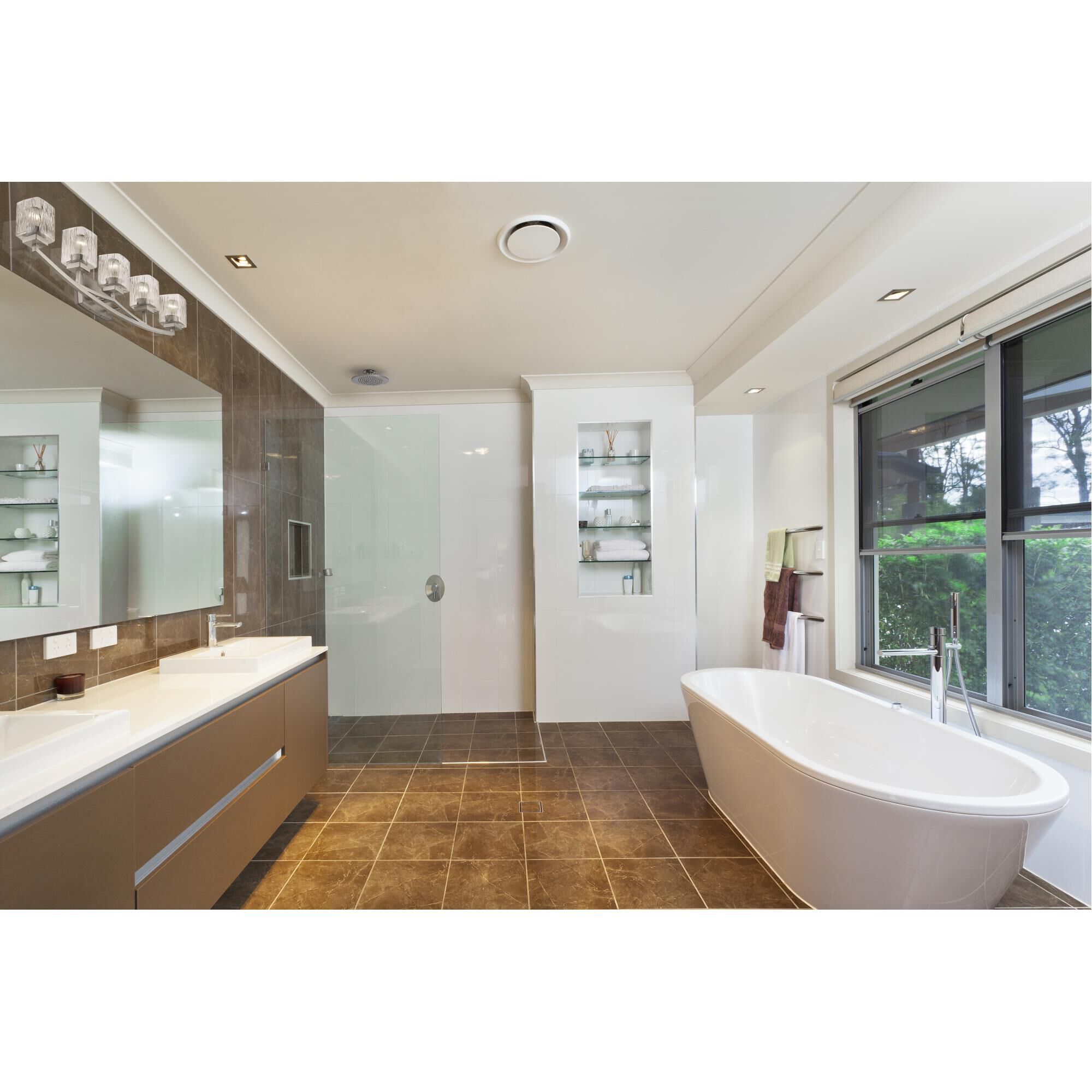 Shown in Brushed Nickel finish and Glass shade