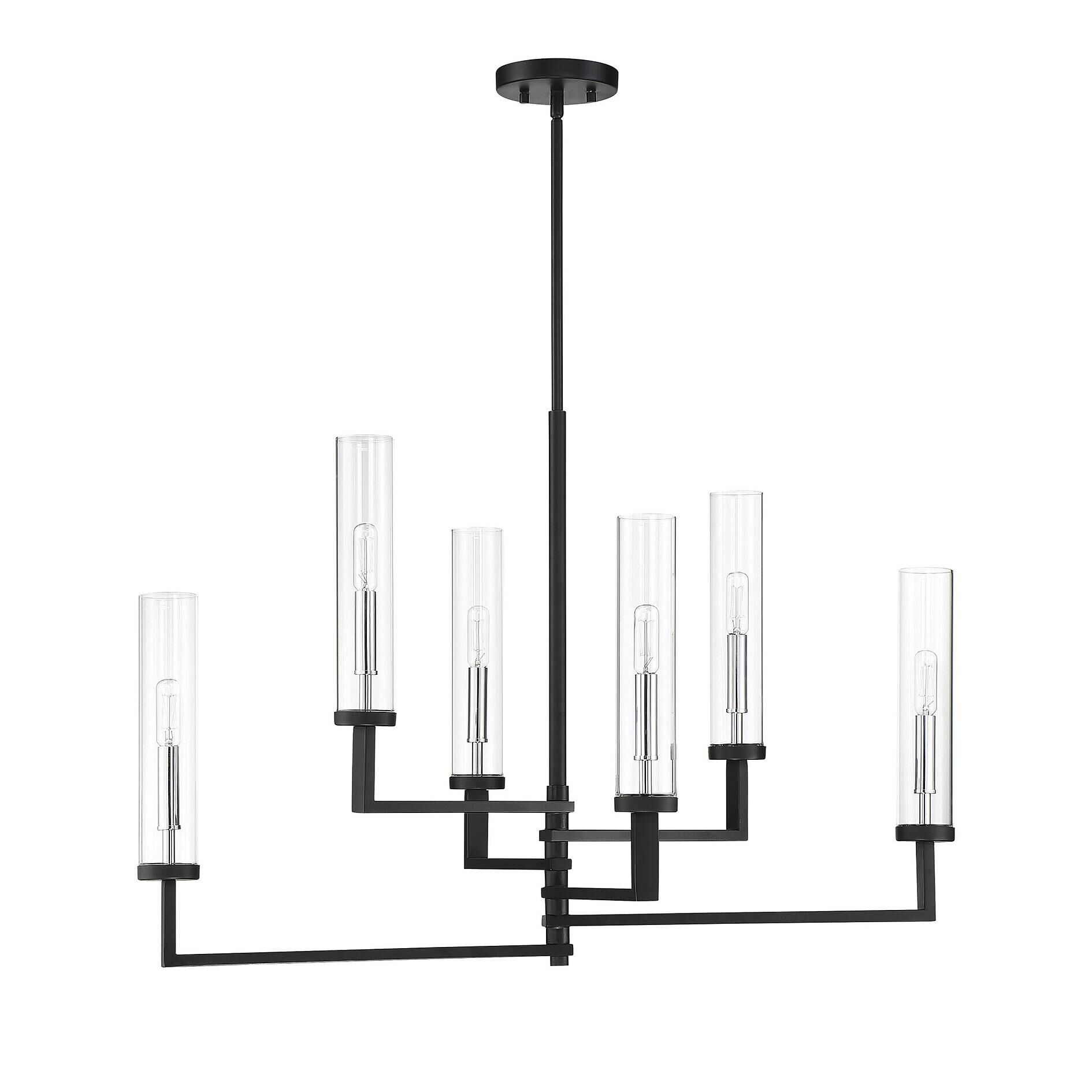 Shown in Matte Black with Polished Chrome Accents finish and Clear glass