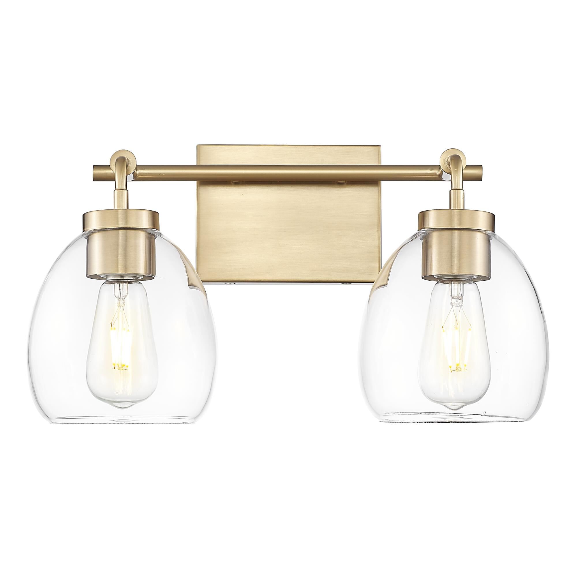 Shown in Brass finish and Clear Glass Globes shade