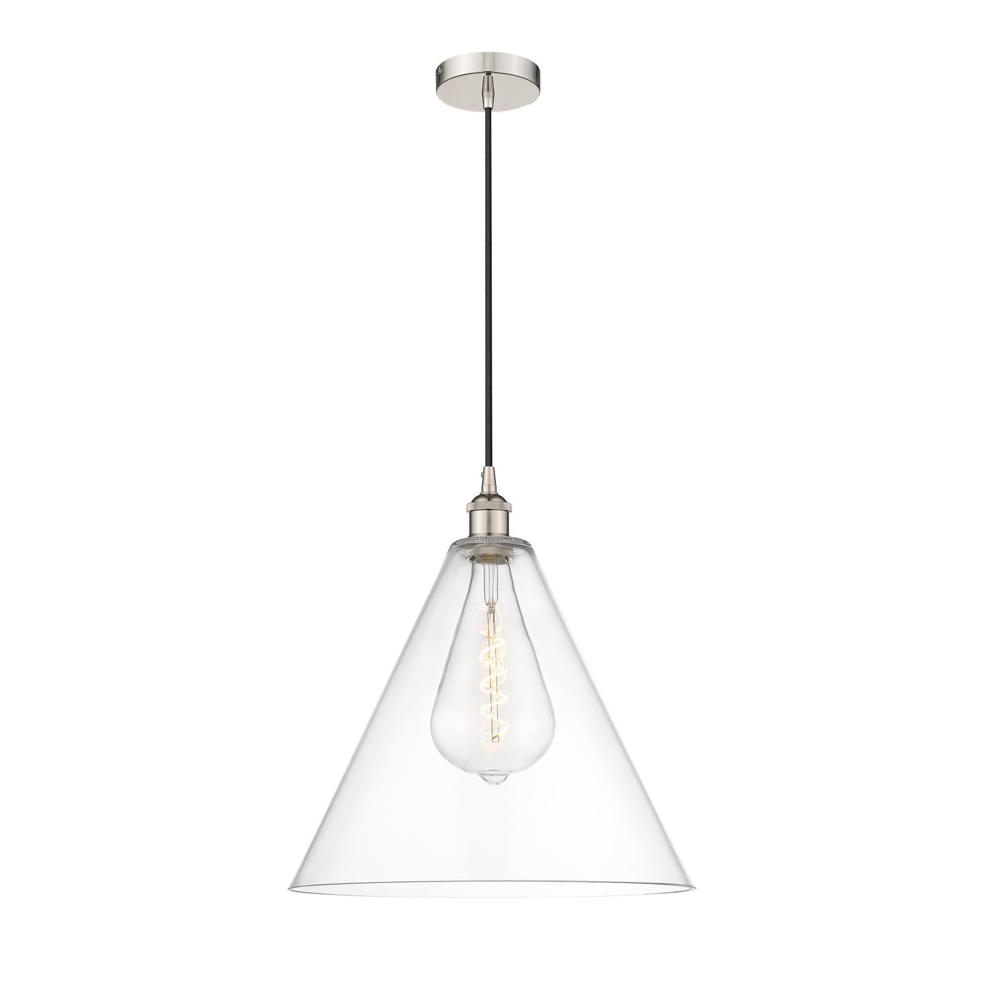 Shown in Polished Nickel finish and Cased Matte White glass