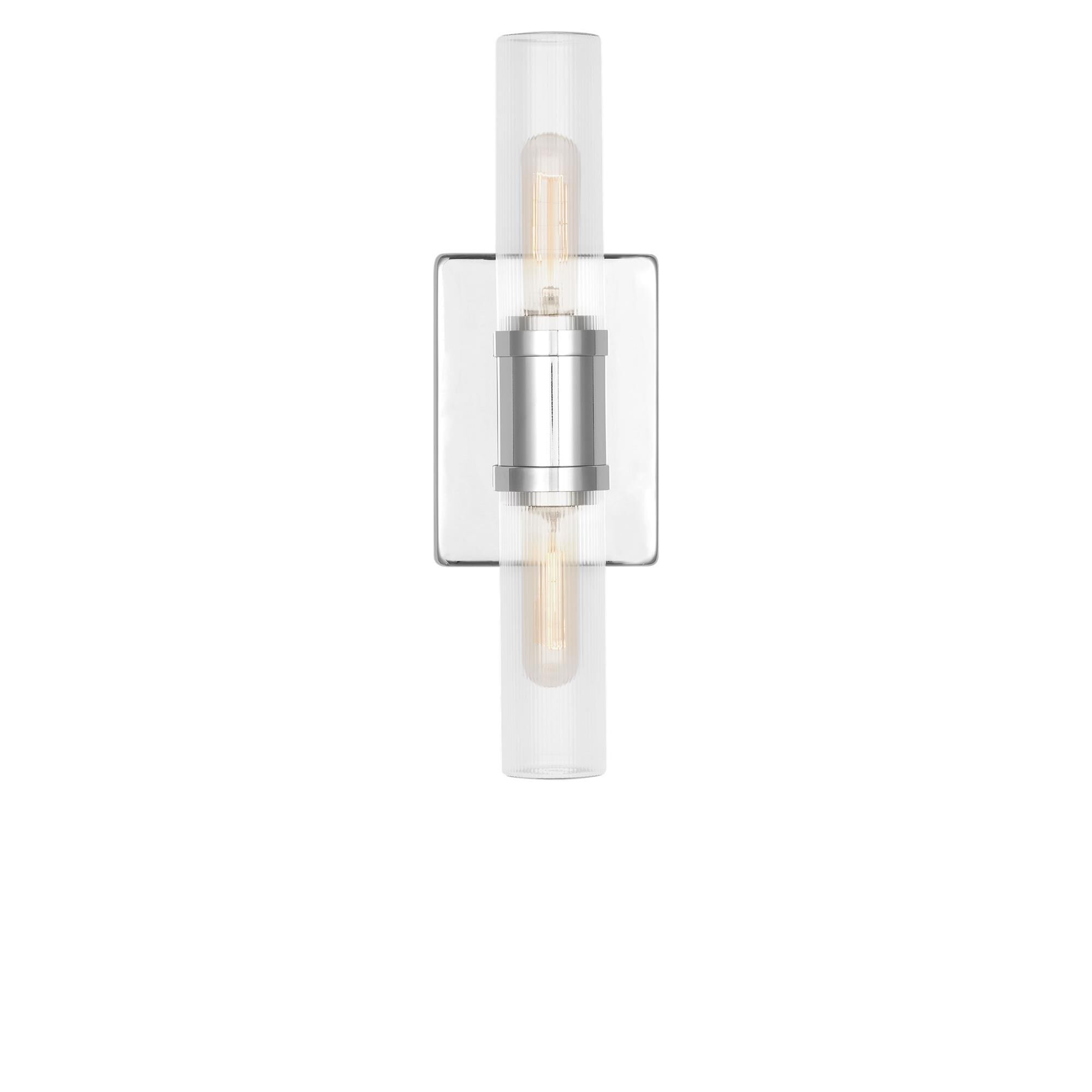 Shown in Chrome finish and Clear Fluted  glass