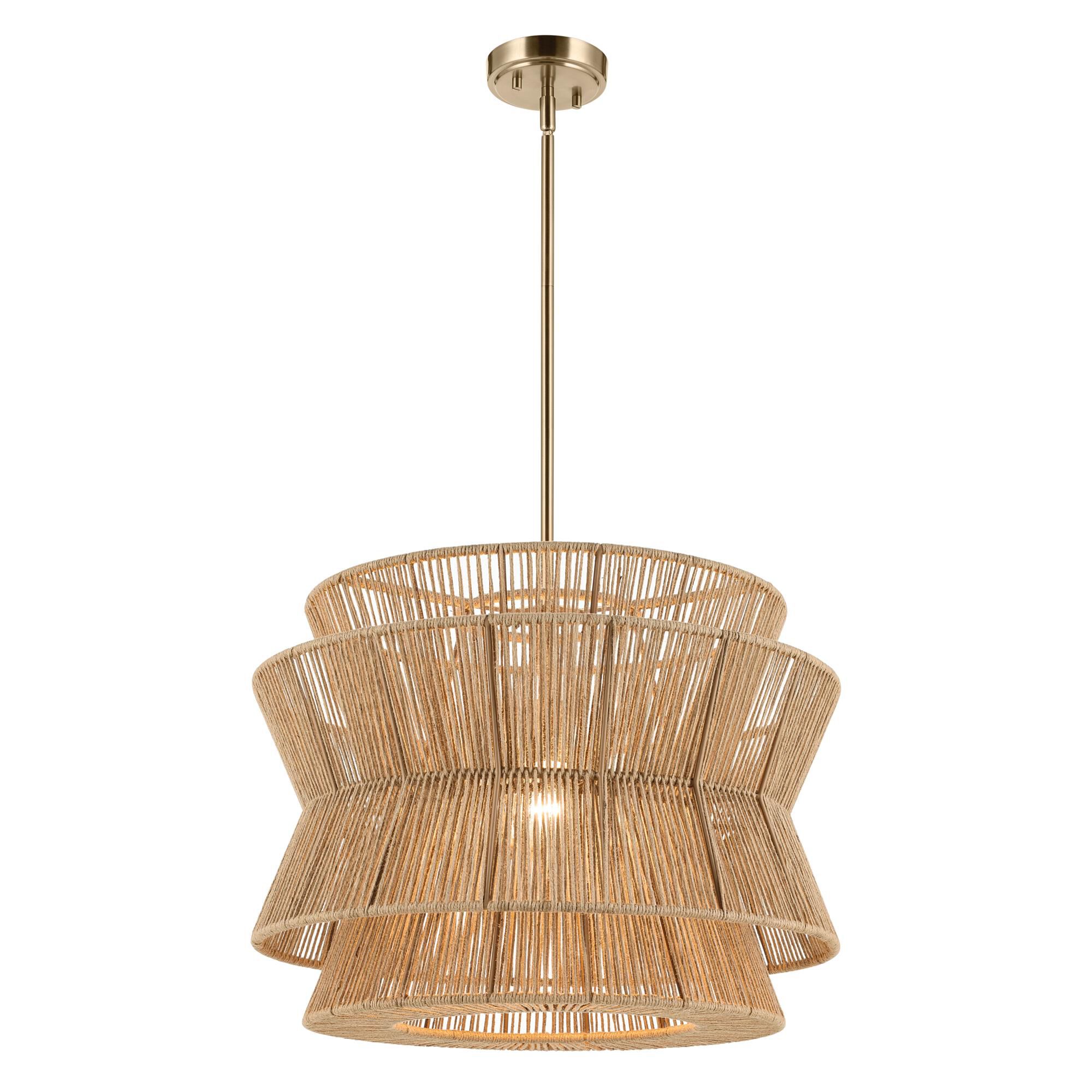 Shown in Champagne Bronze finish and Natural Fibers Textured shade