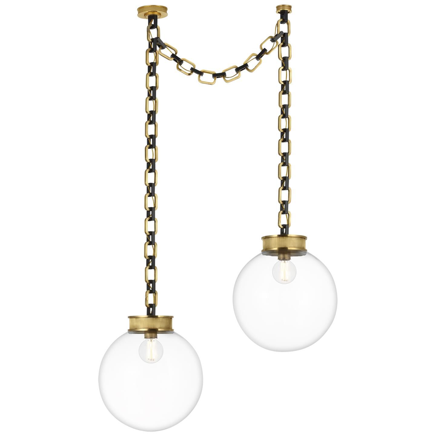 Shown in Soft Brass and Bronze finish and Clear glass