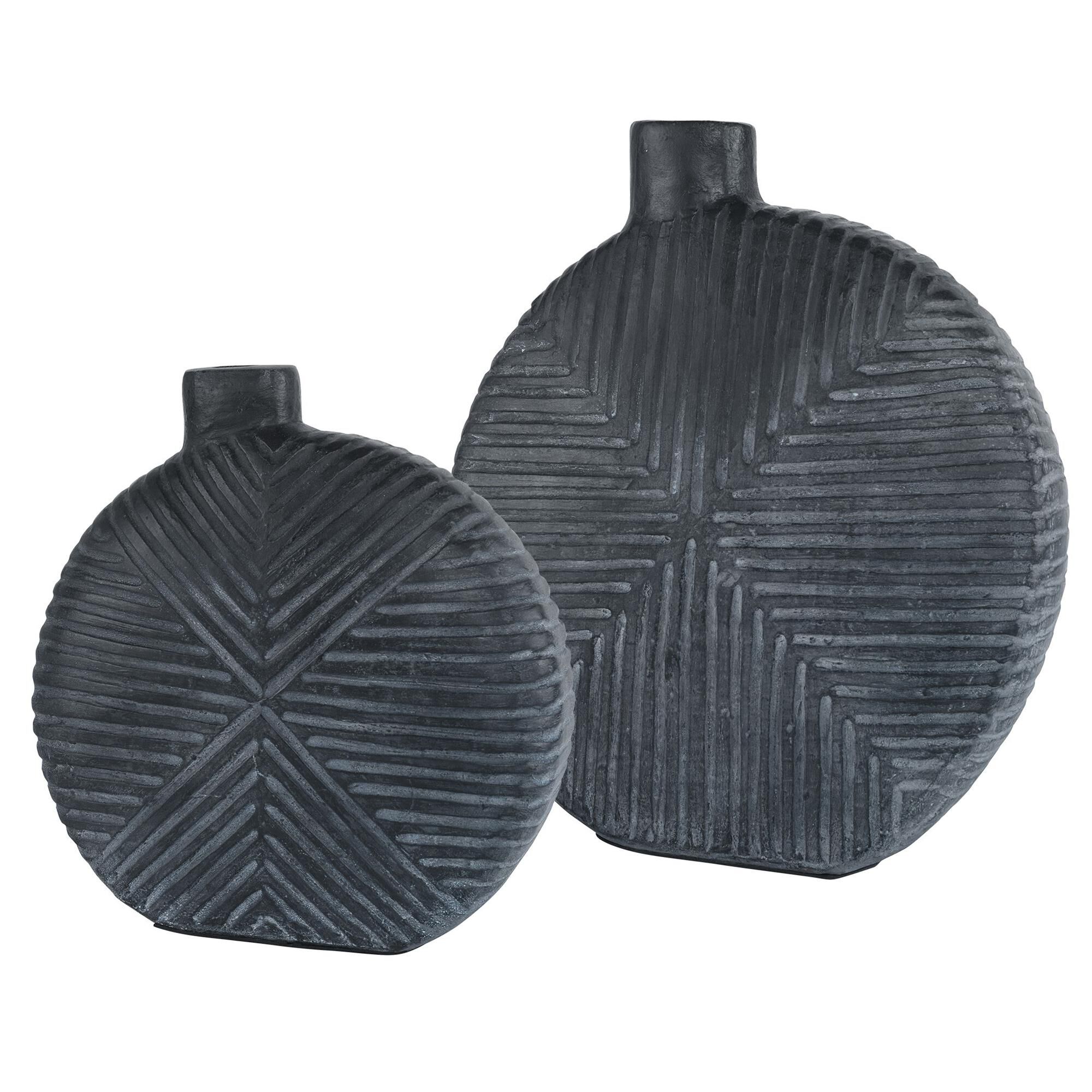 Uttermost Viewpoint Aged Black Vases, Set/2 Vase-Urn by Uttermost