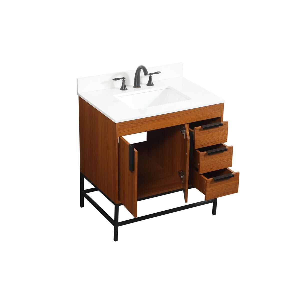 Shown in Teak finish and With Backsplash accent