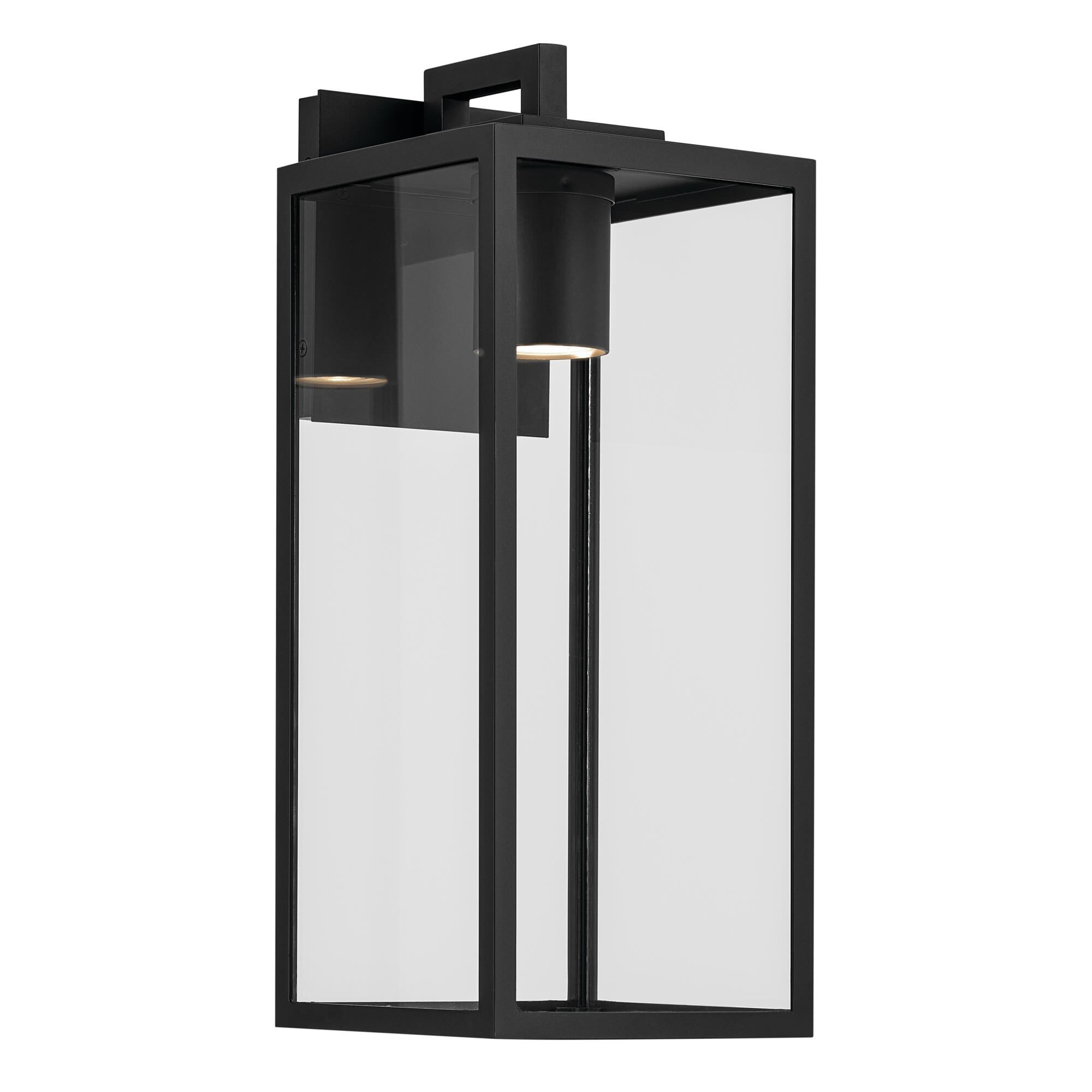 Shown in Textured Black finish and Clear glass and Metal shade