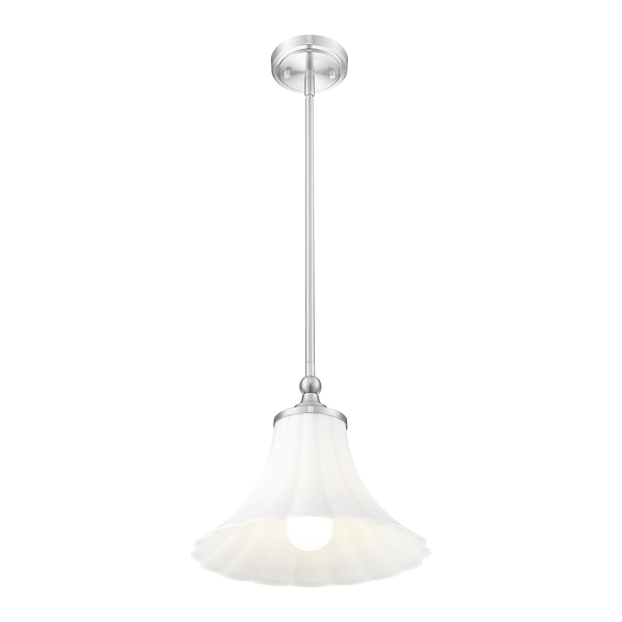 Shown in Brushed Nickel finish and Opal Etched glass