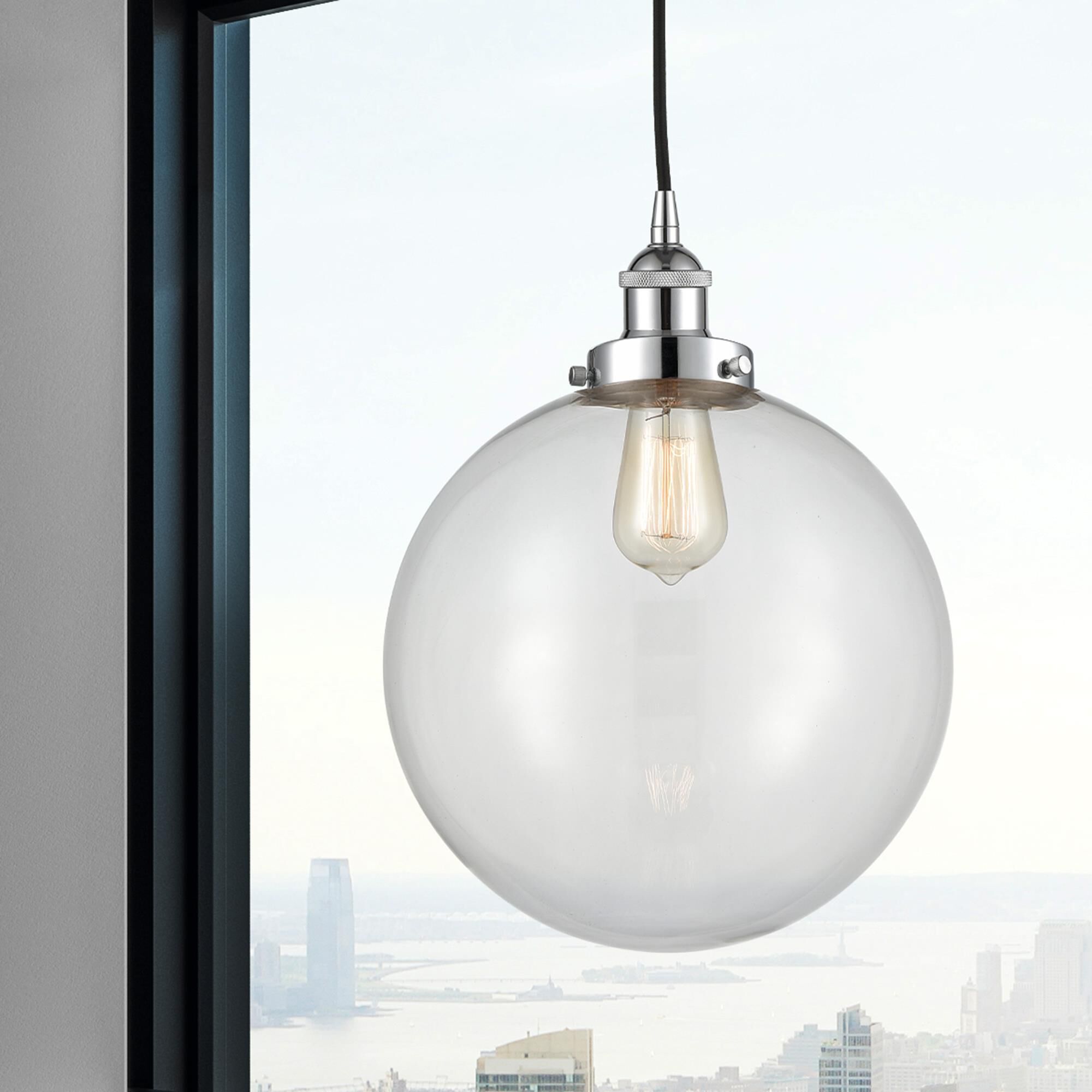 Shown in Polished Chrome finish and Clear Beacon glass