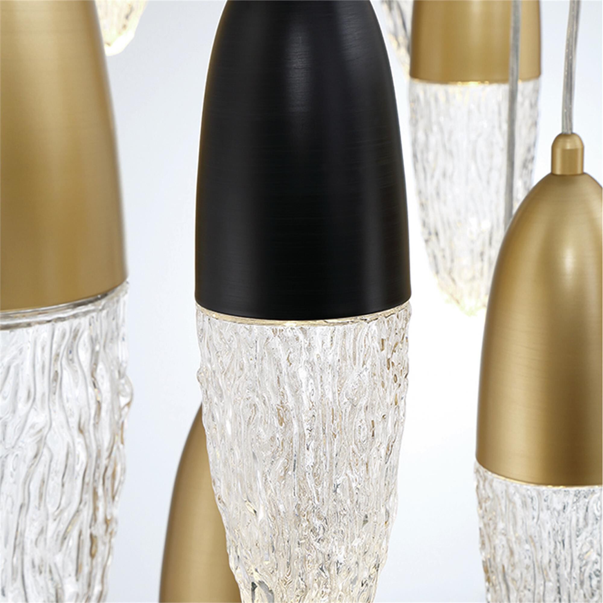 Shown in Mixed Black and Brass finish and Clear glass