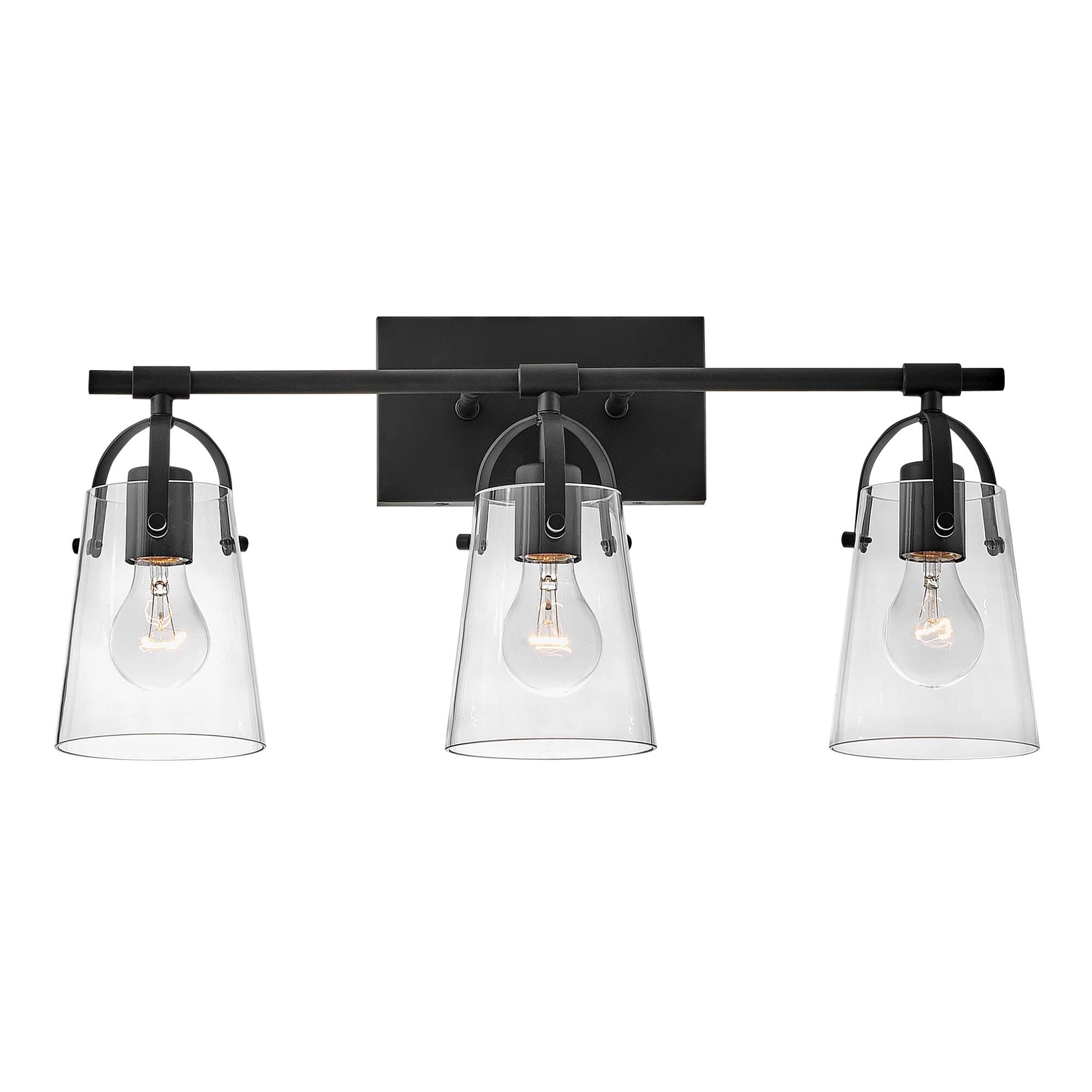 Shown in Black finish and Clear glass