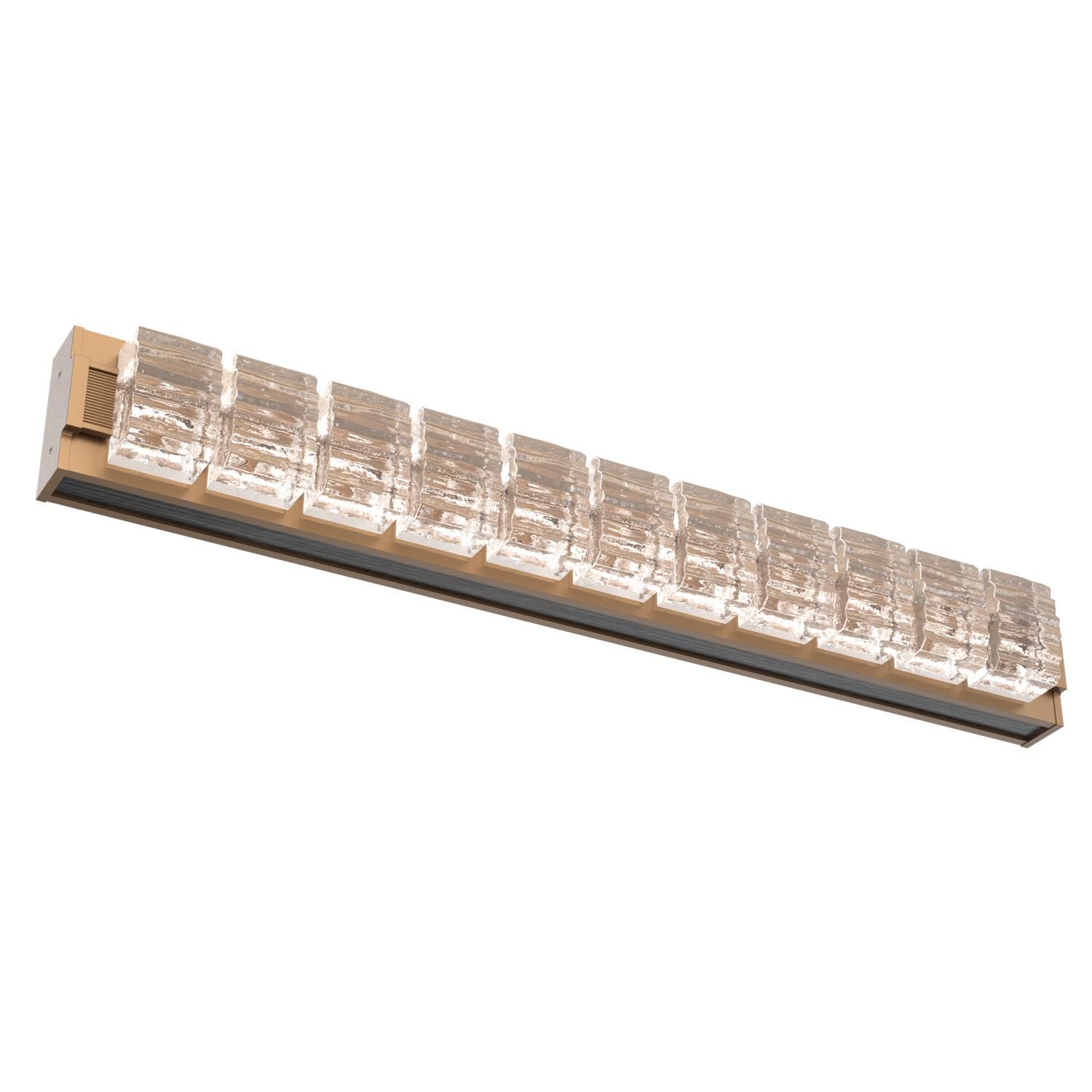 Shown in Novel Brass finish and Clear Ribbed glass and Dark Oak accent