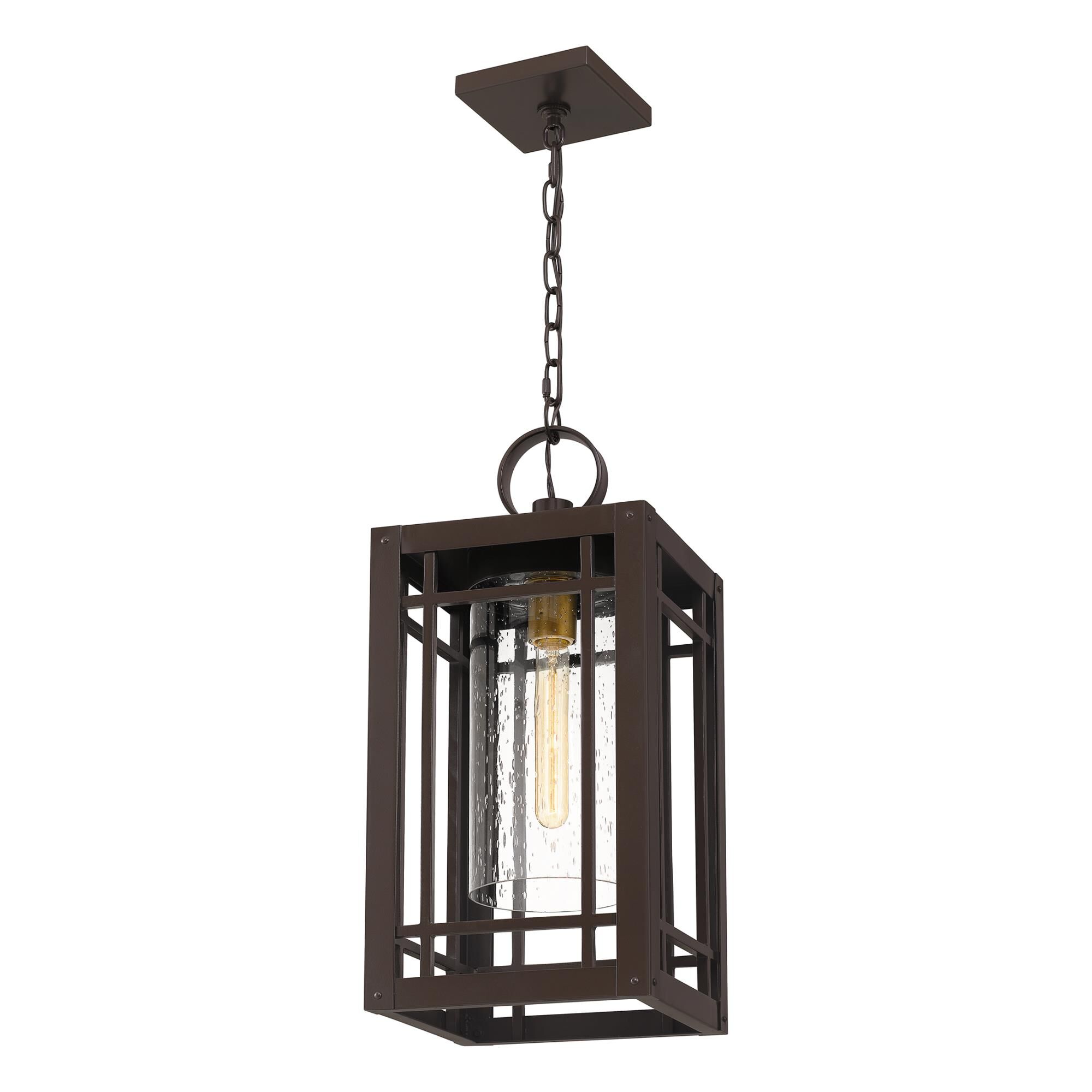 Shown in Western Bronze finish and Clear Seedy glass