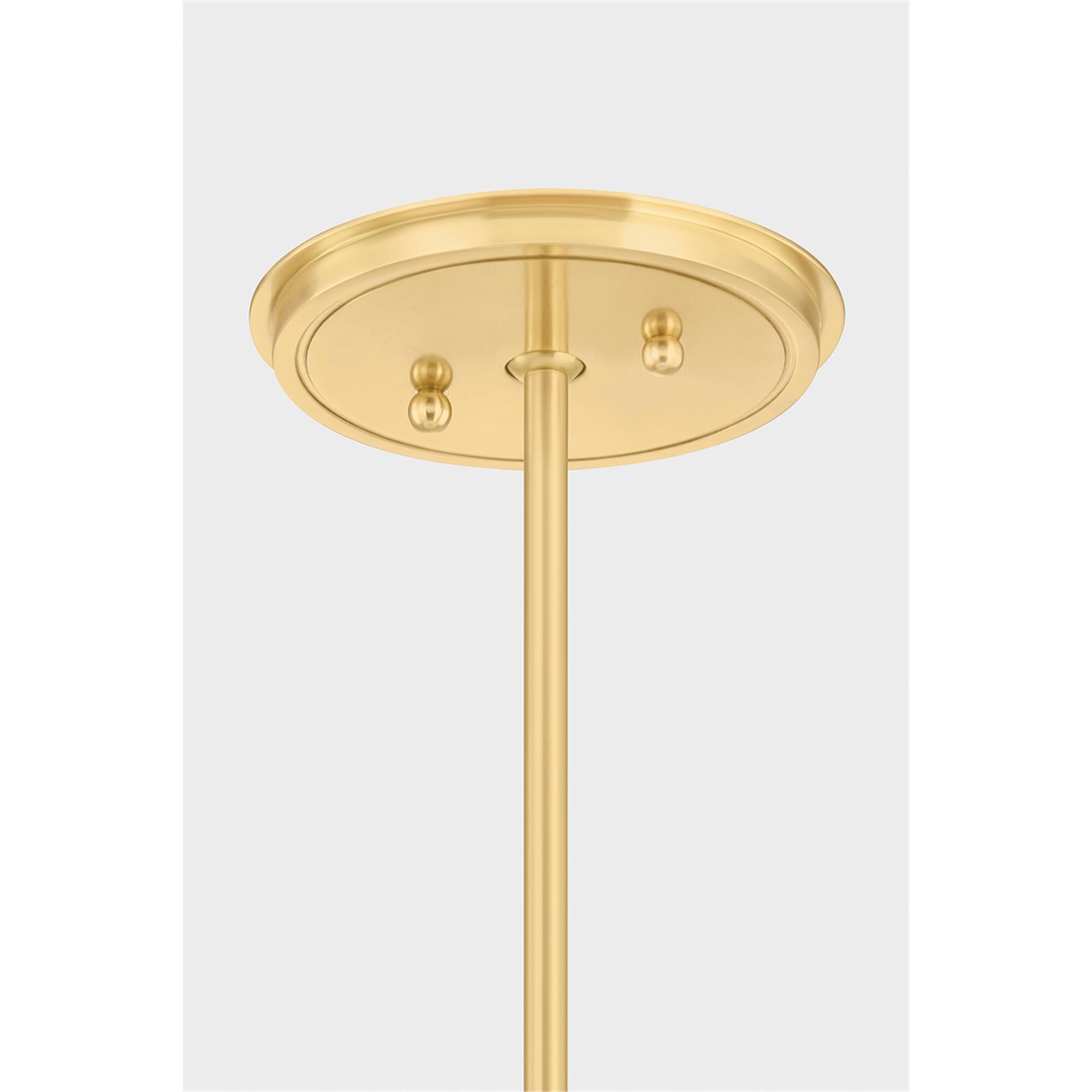Shown in Aged Brass finish and Ivory Linen shade