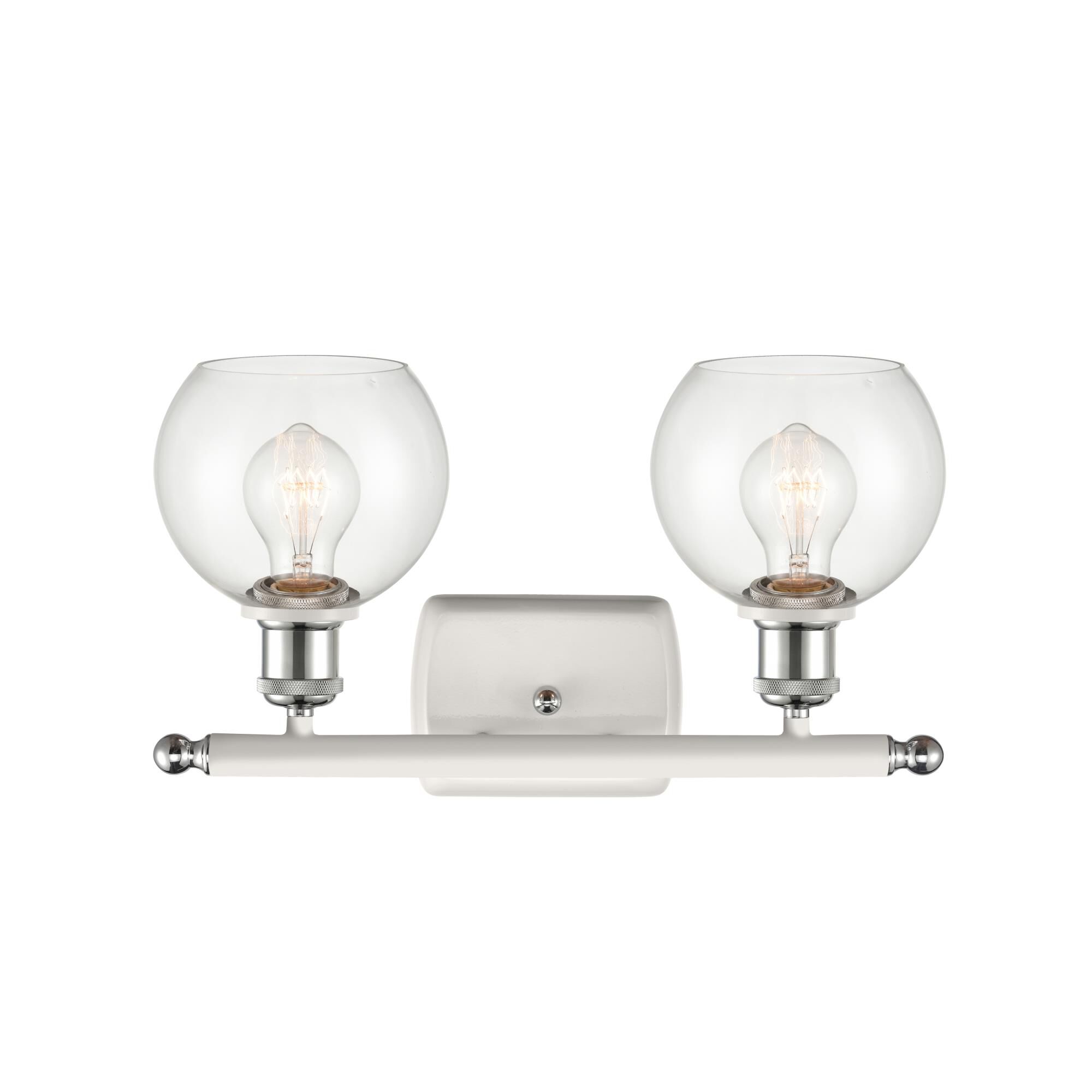 Shown in White And Polished Chrome finish and Clear Athens glass and No Shade shade