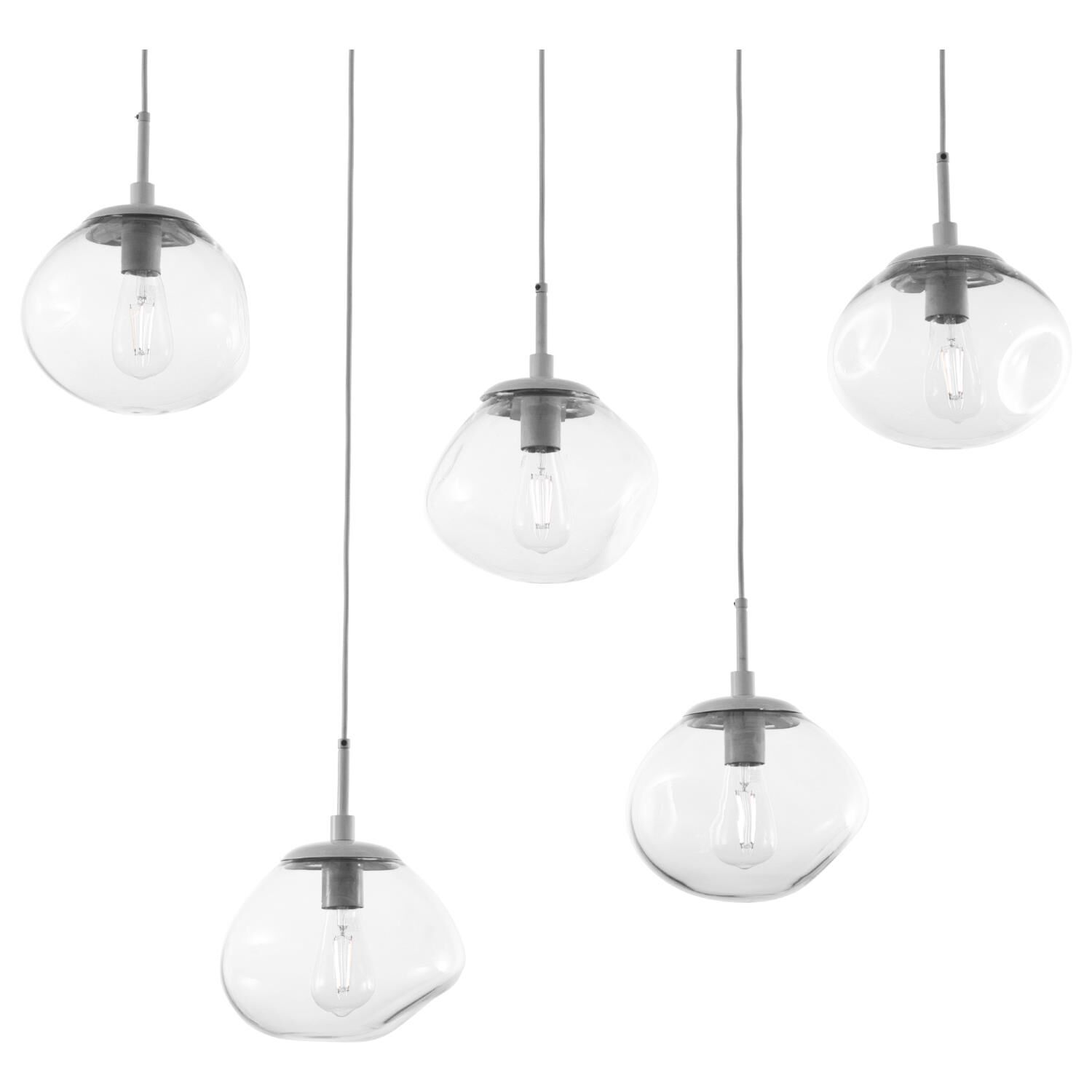 Shown in Metallic Beige Silver finish and Blown Clear glass