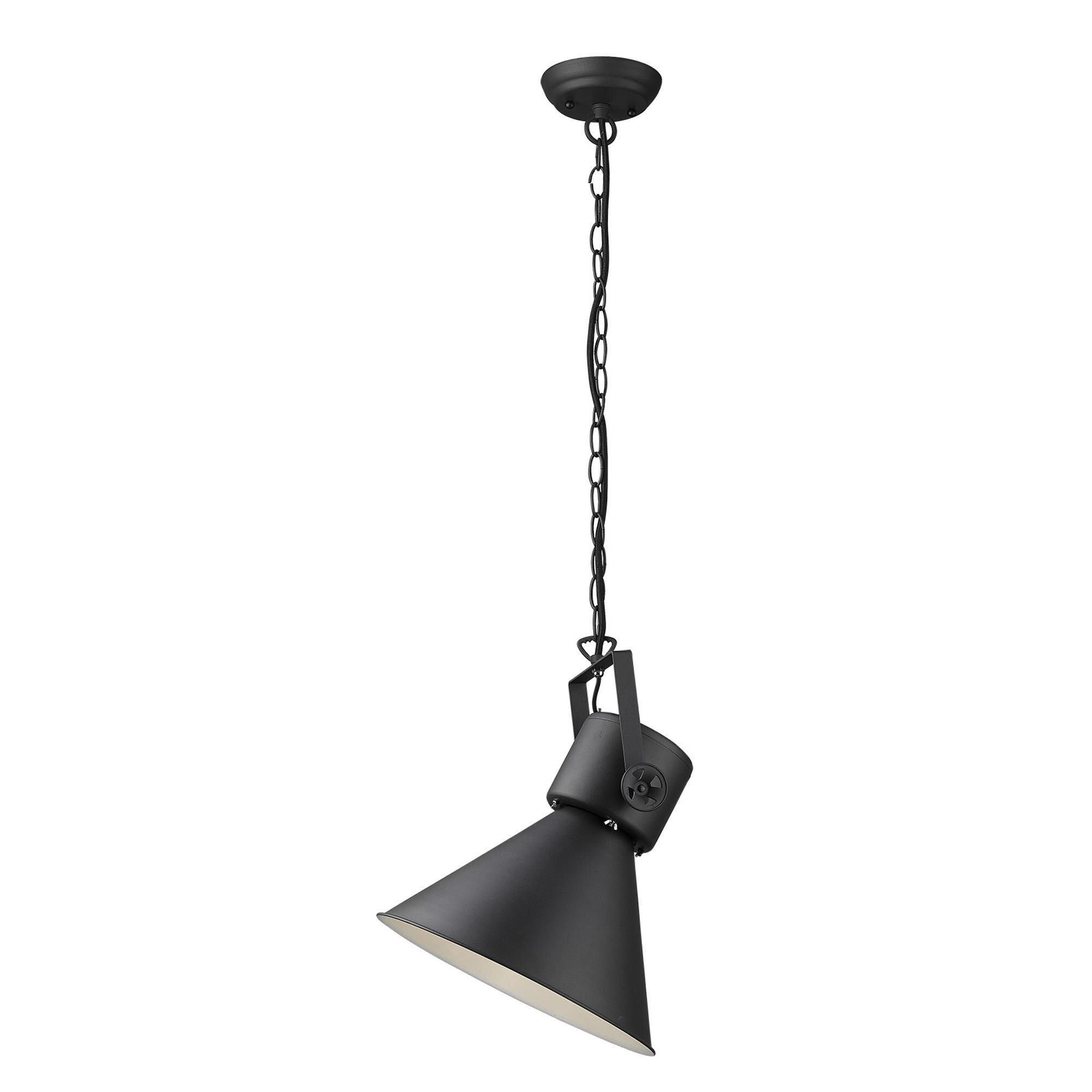 Shown in Matte Black finish and Black glass and Black Metal Cone Shaped  W/ White Interior shade