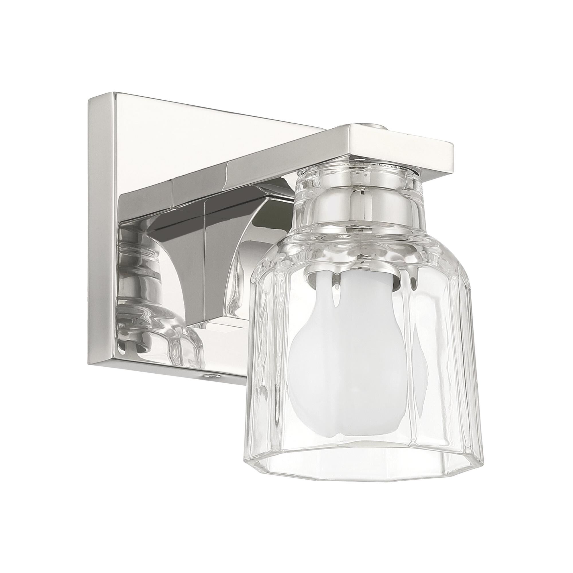 Shown in Polished Nickel finish and Clear Ribbed glass