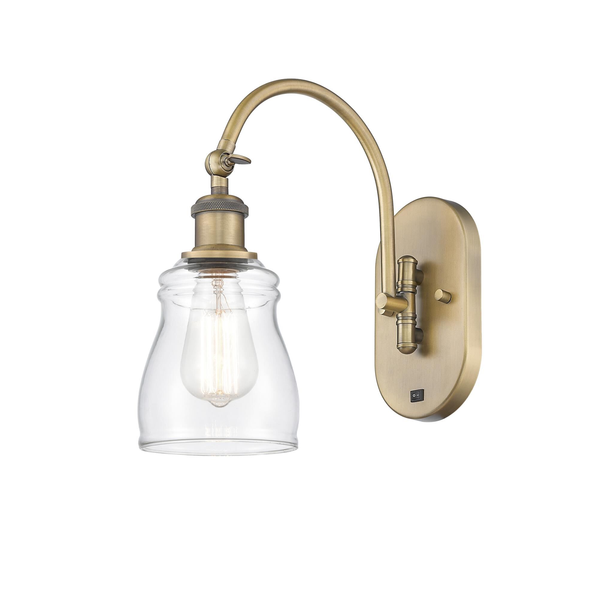 Shown in Brushed Brass finish and Clear glass