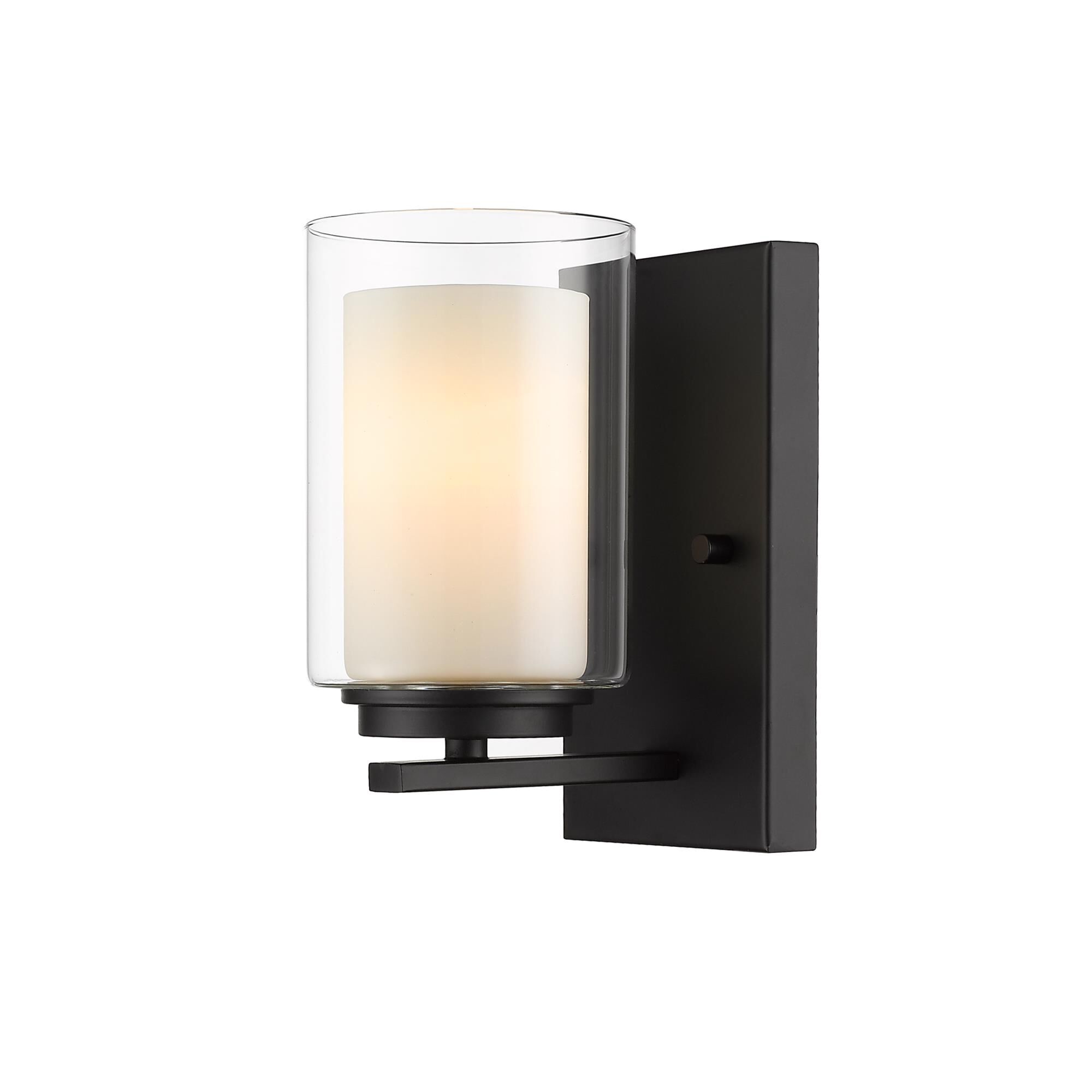 Shown in Matte Black finish and Glass shade