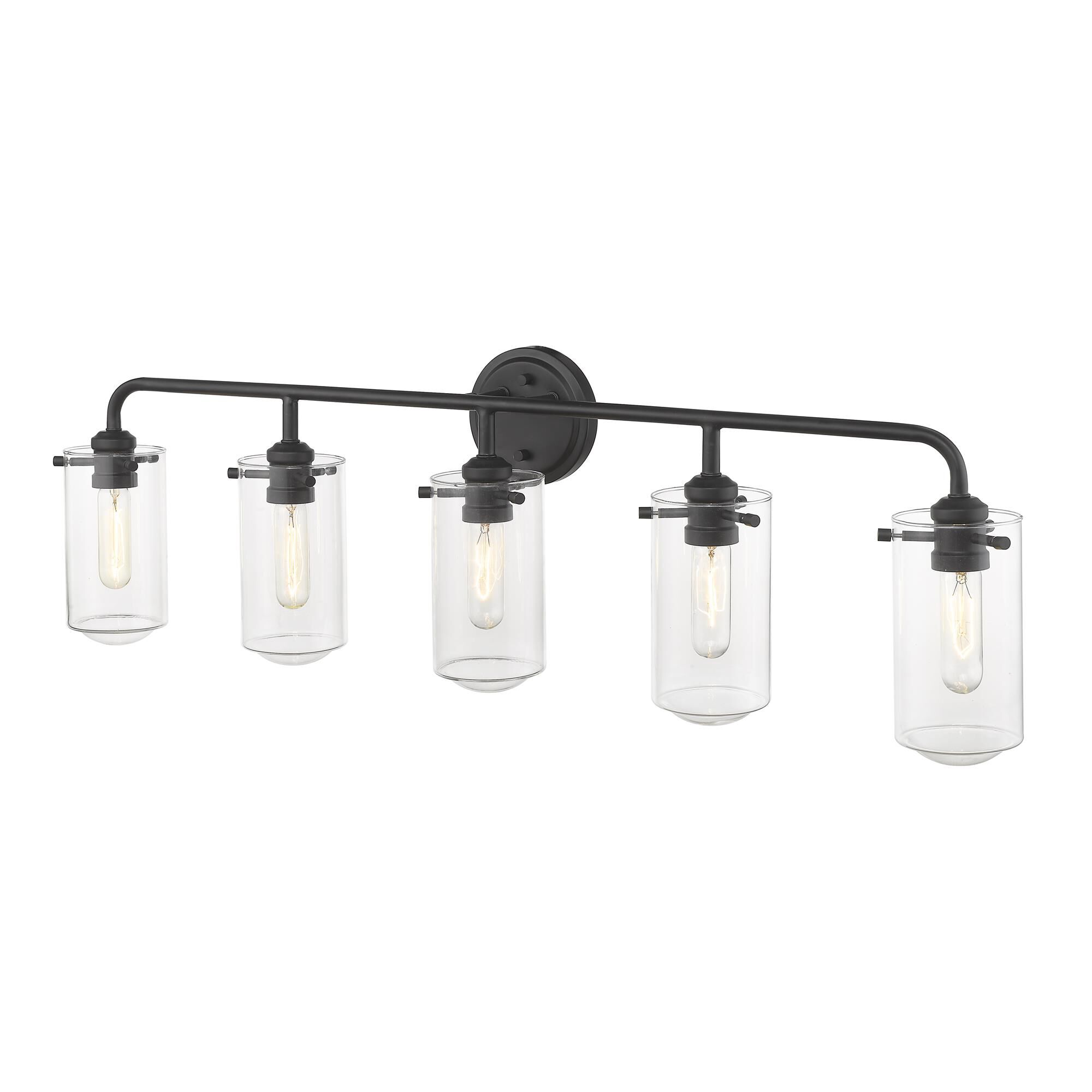 Shown in Matte Black finish and Glass shade