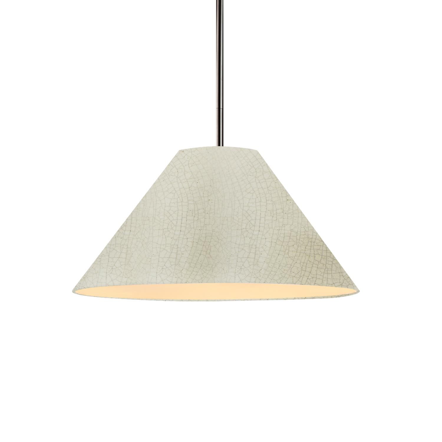 Shown in Brushed Nickel finish and White Crackle shade