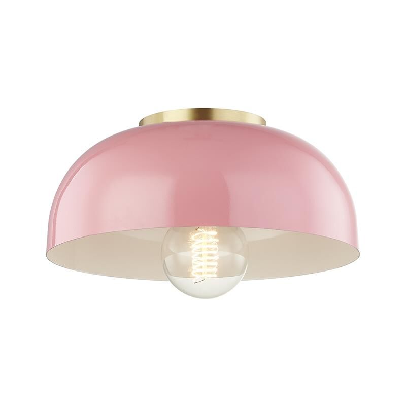 Shown in Aged Brass-Pink finish and Pink Metal shade