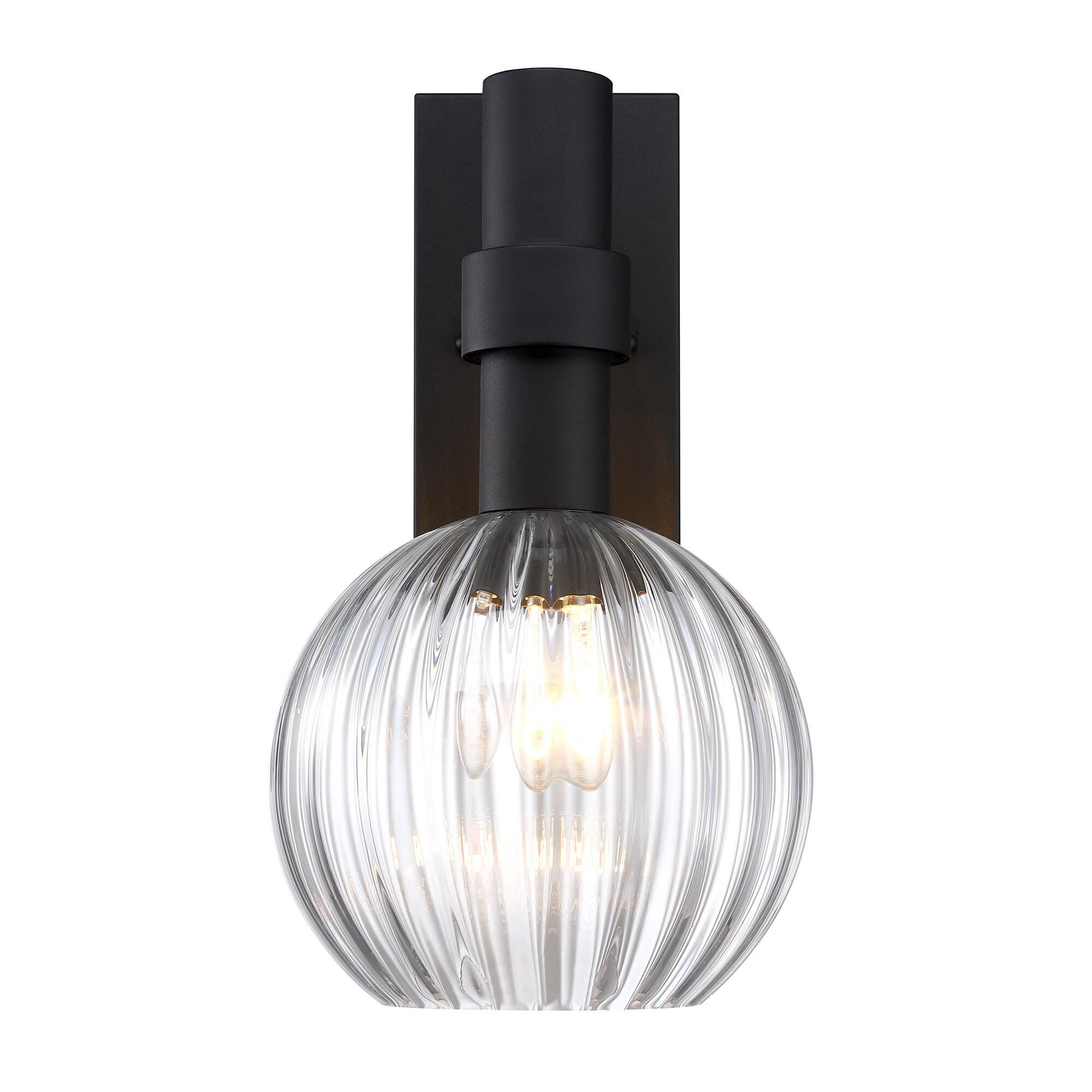 Shown in Matte Black finish and Clear Ribbed glass