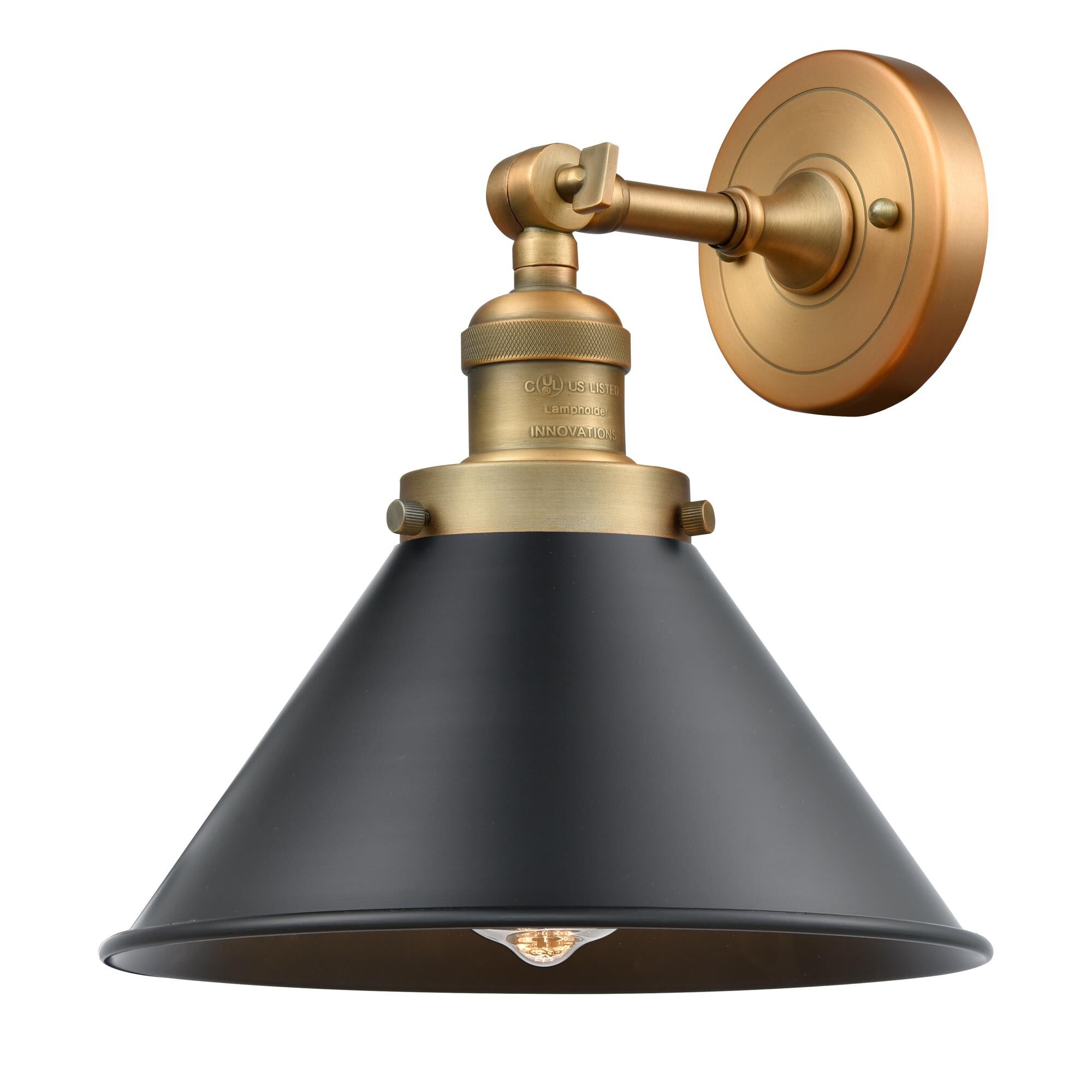 Shown in Brushed Brass finish and Brushed Brass Briarcliff shade