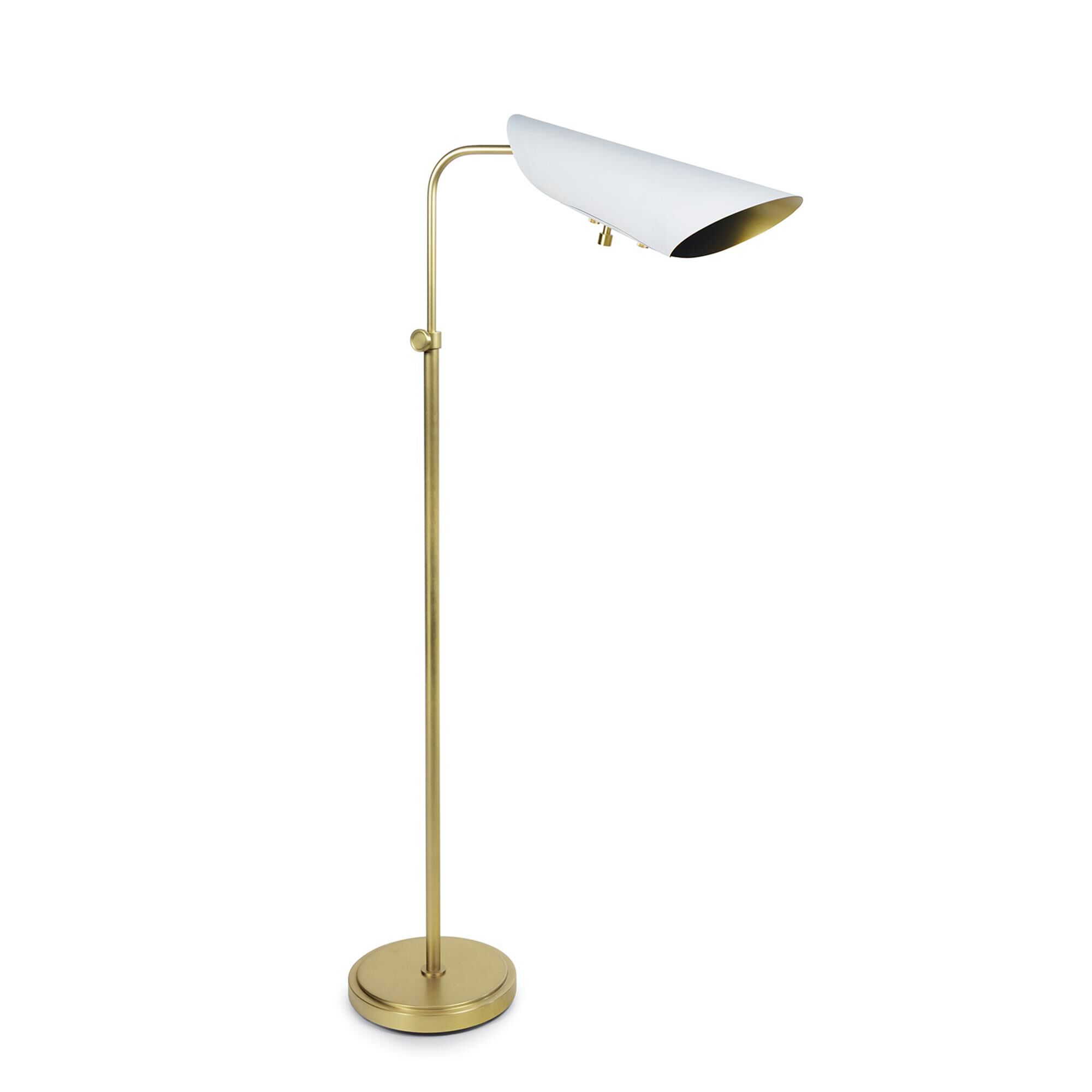 Shown in White and Natural Brass finish and Metal shade