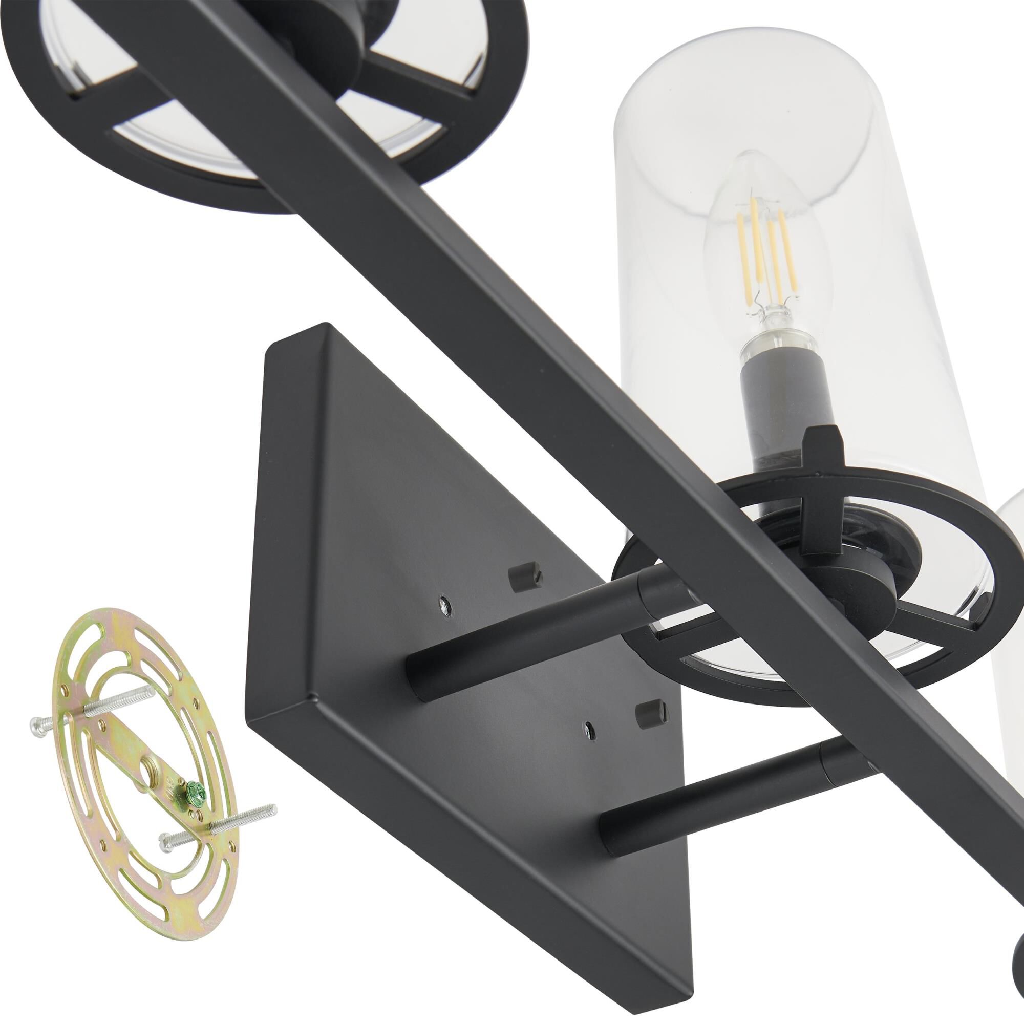 Shown in Matte Black finish and Clear glass
