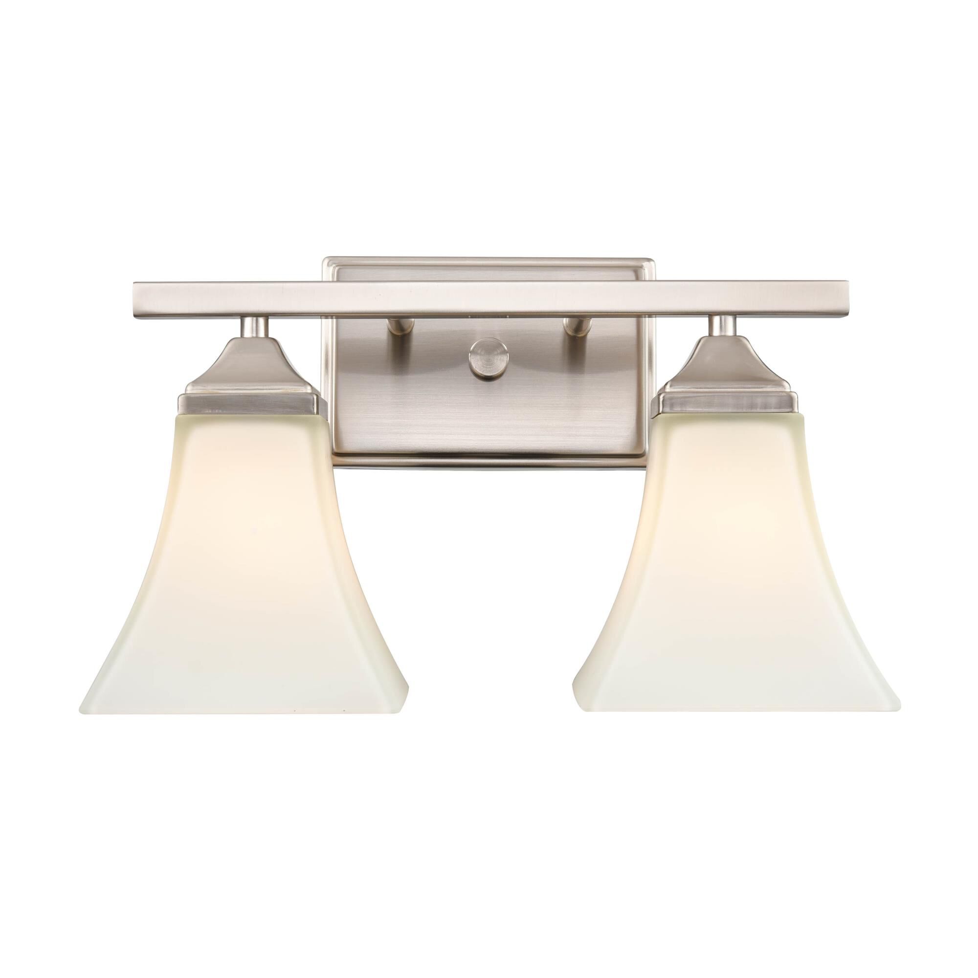 Shown in Brushed Nickel finish and Etched White glass