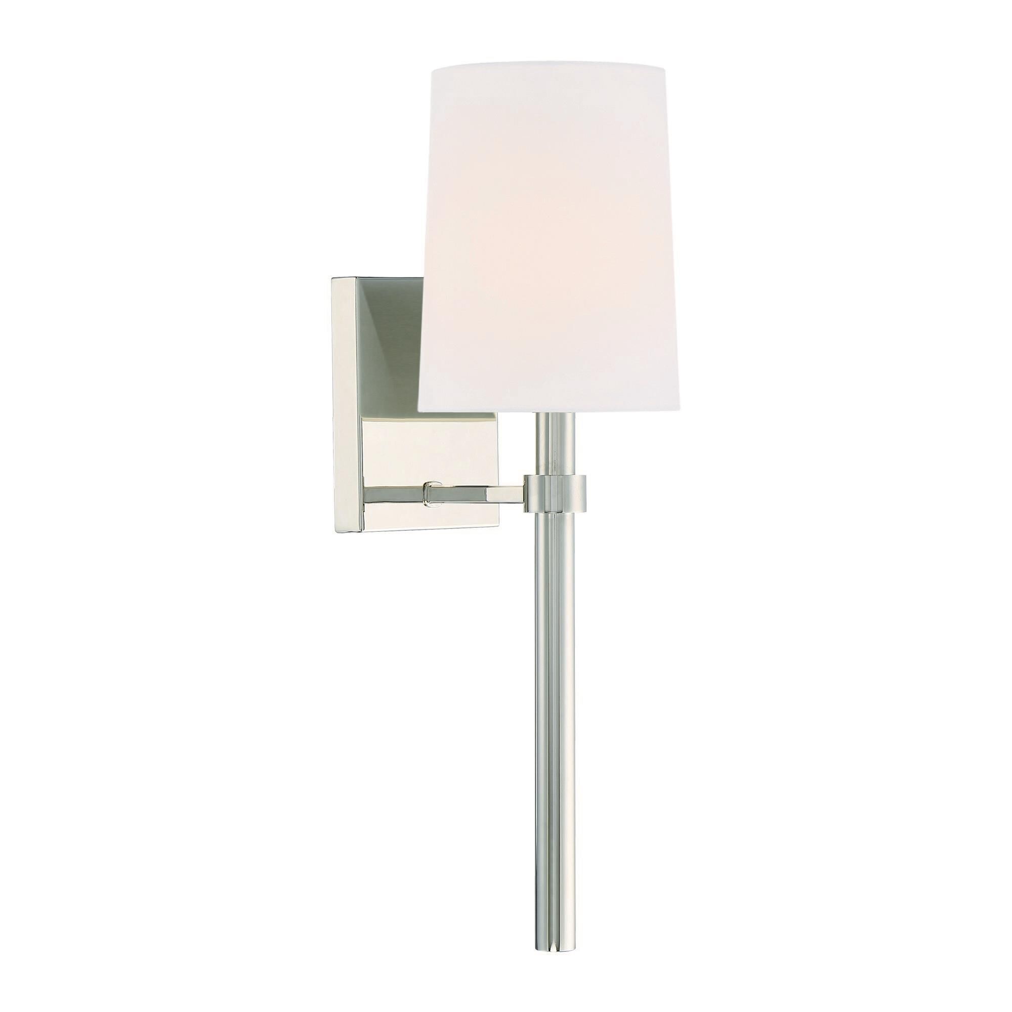 Shown in Polished Nickel finish and White Silk shade