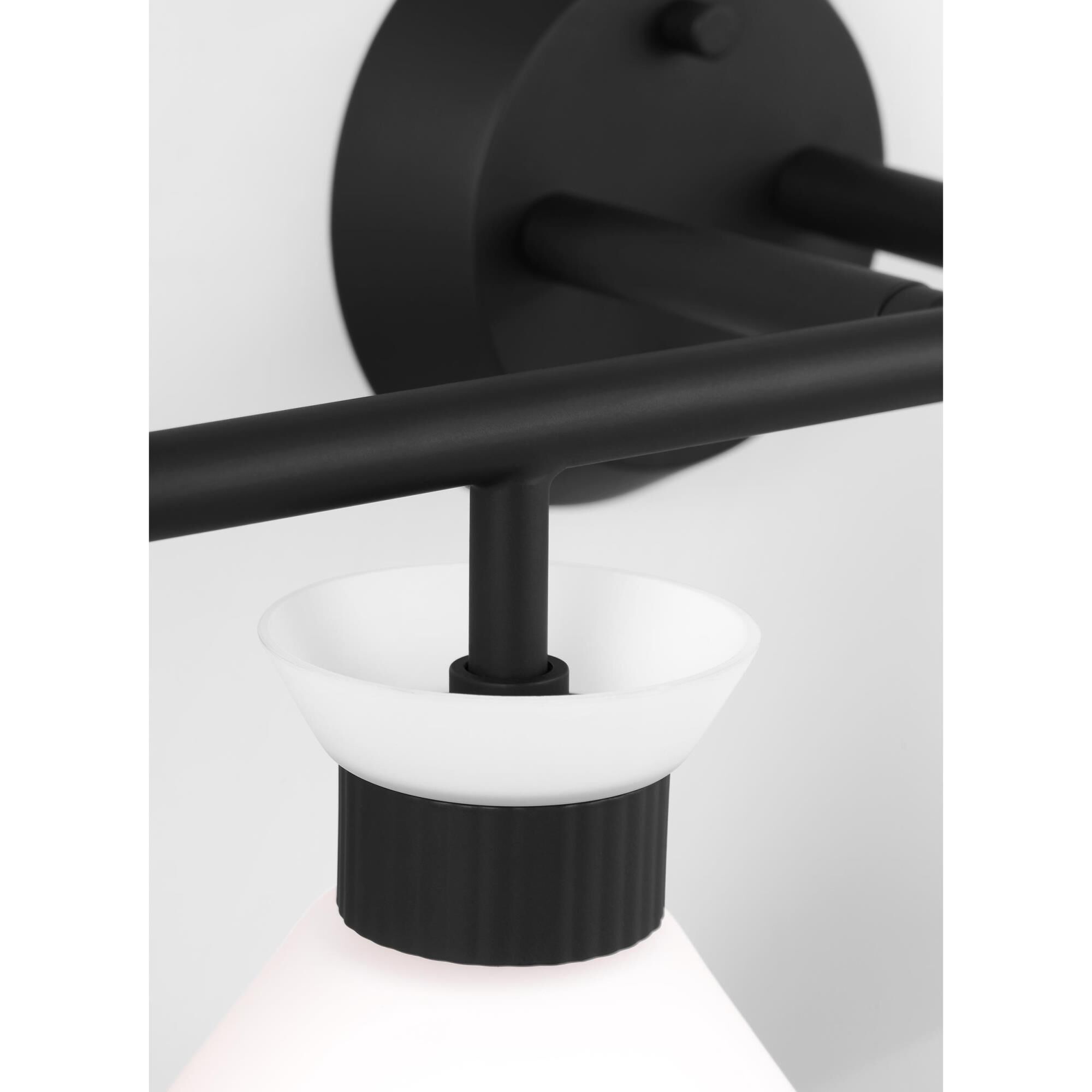 Shown in Midnight Black finish and Etched White Glass s shade