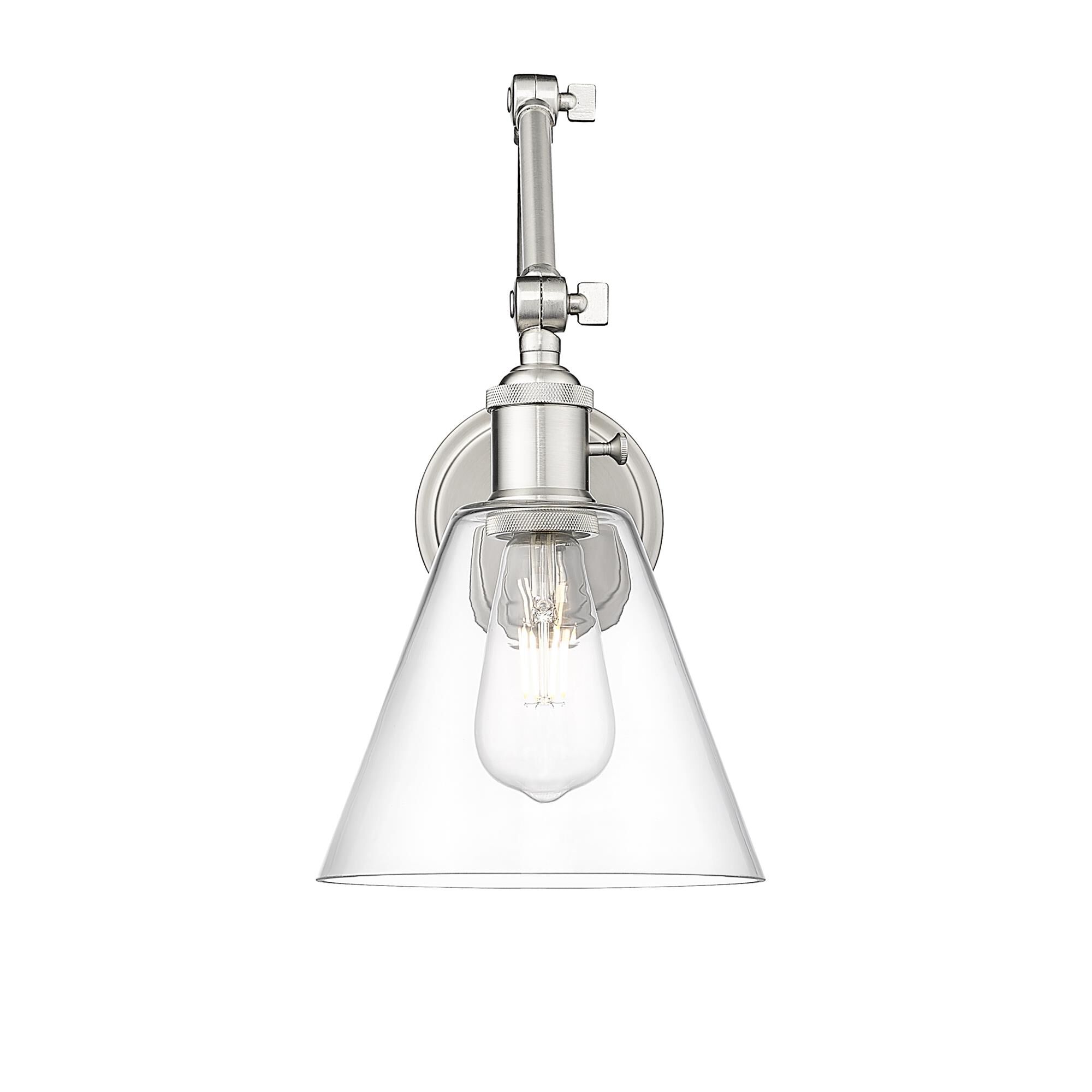 Shown in Brushed Nickel finish and Brushed Nickel glass and Brushed Nickel shade