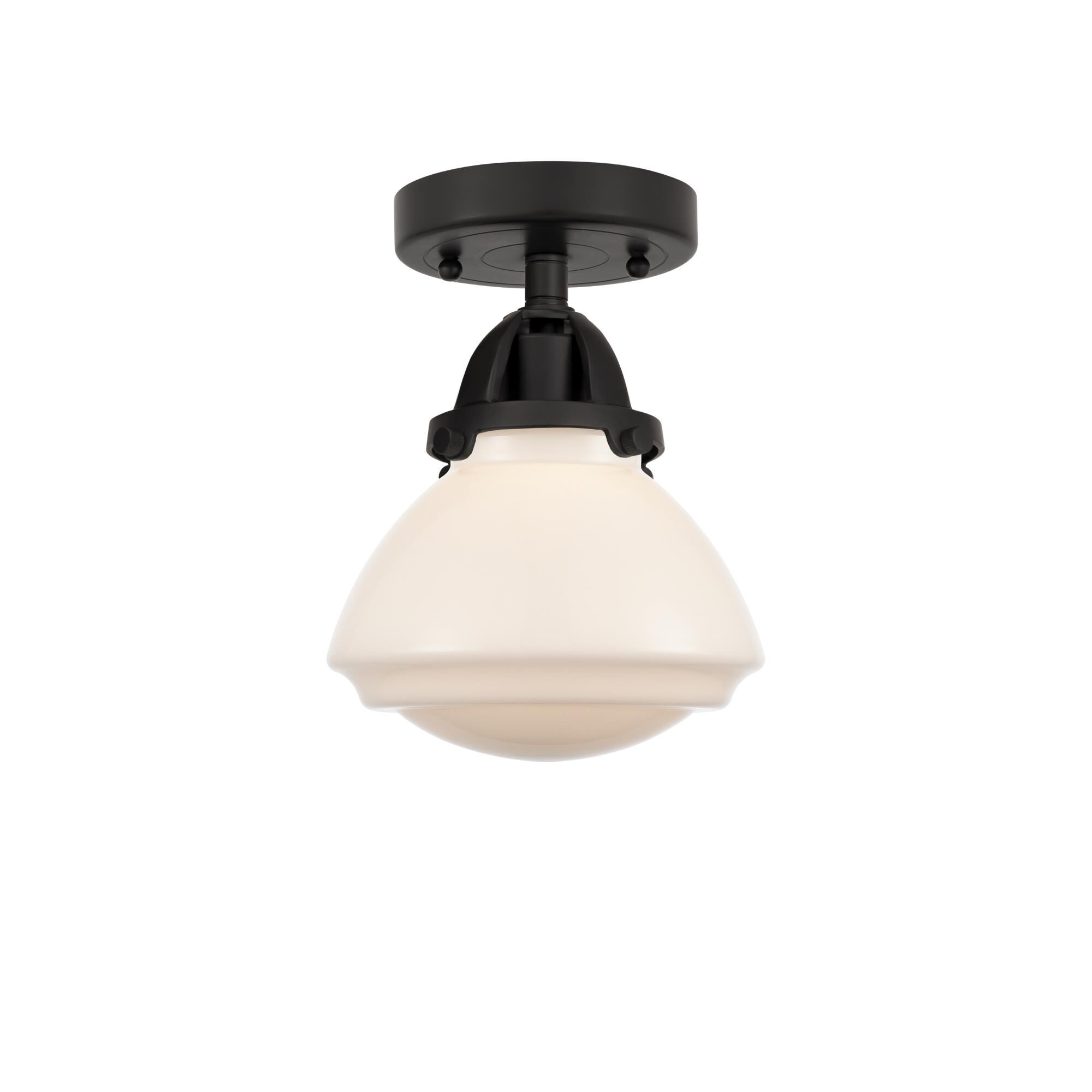 Shown in Matte Black finish and Matte White Olean glass and No Shade shade