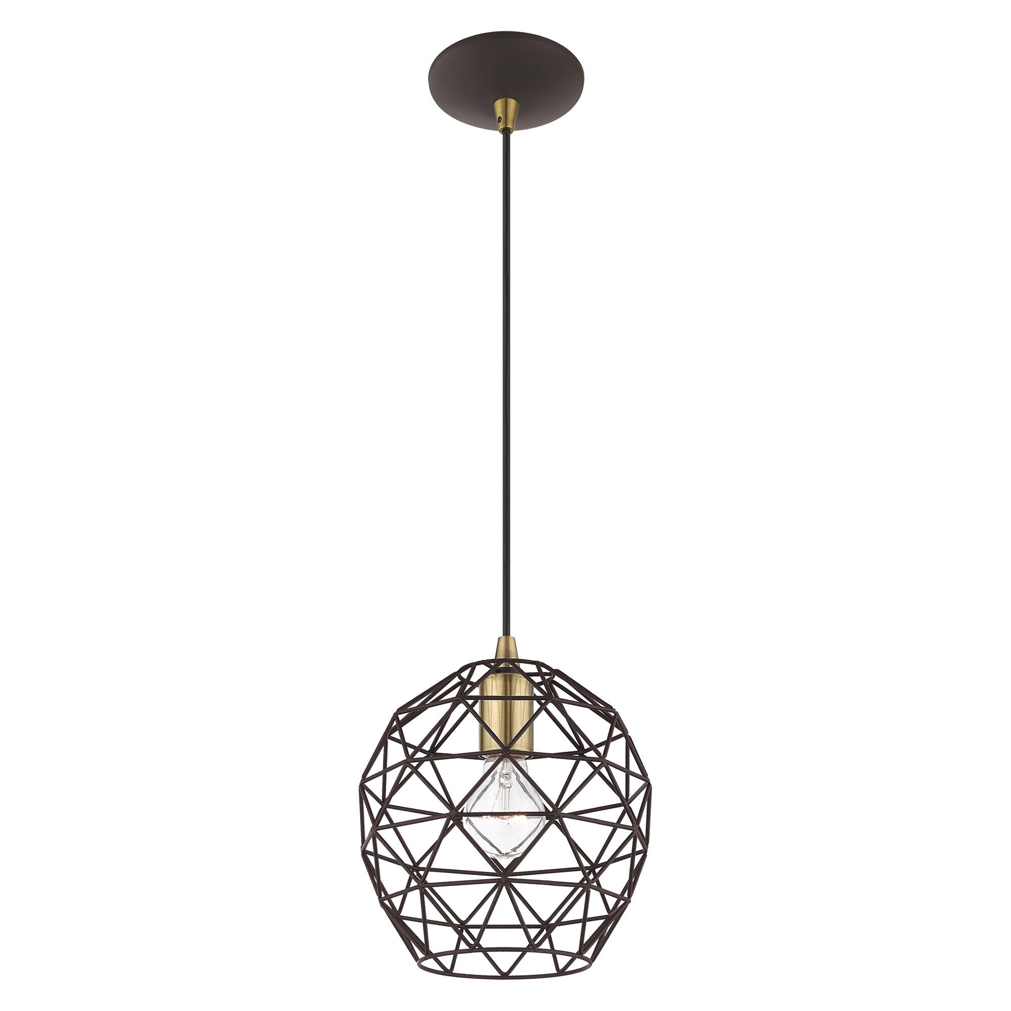 Shown in Bronze finish and Bronze Geometric Metal shade