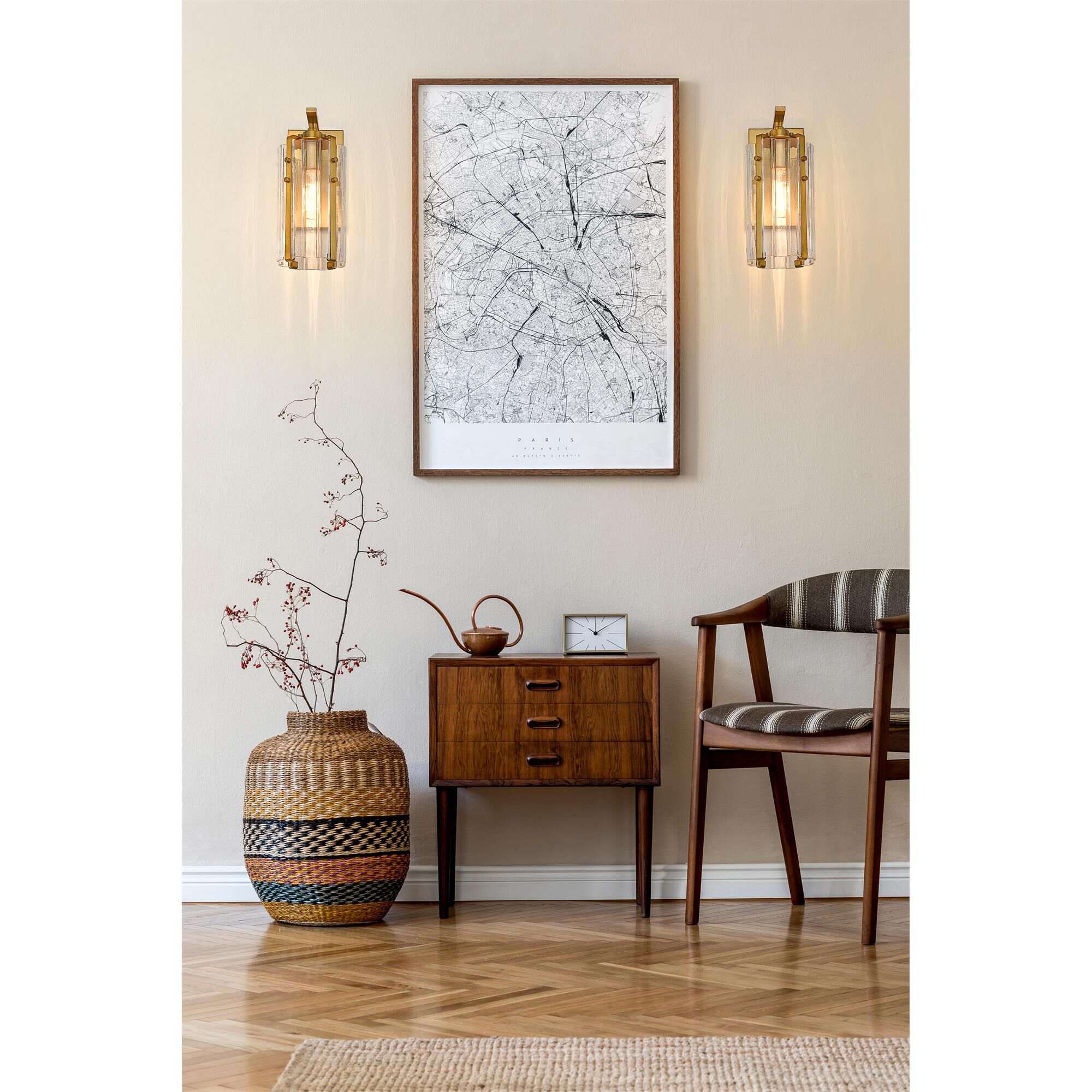 Shown in Rubbed Brass finish and Clear glass and Clear shade