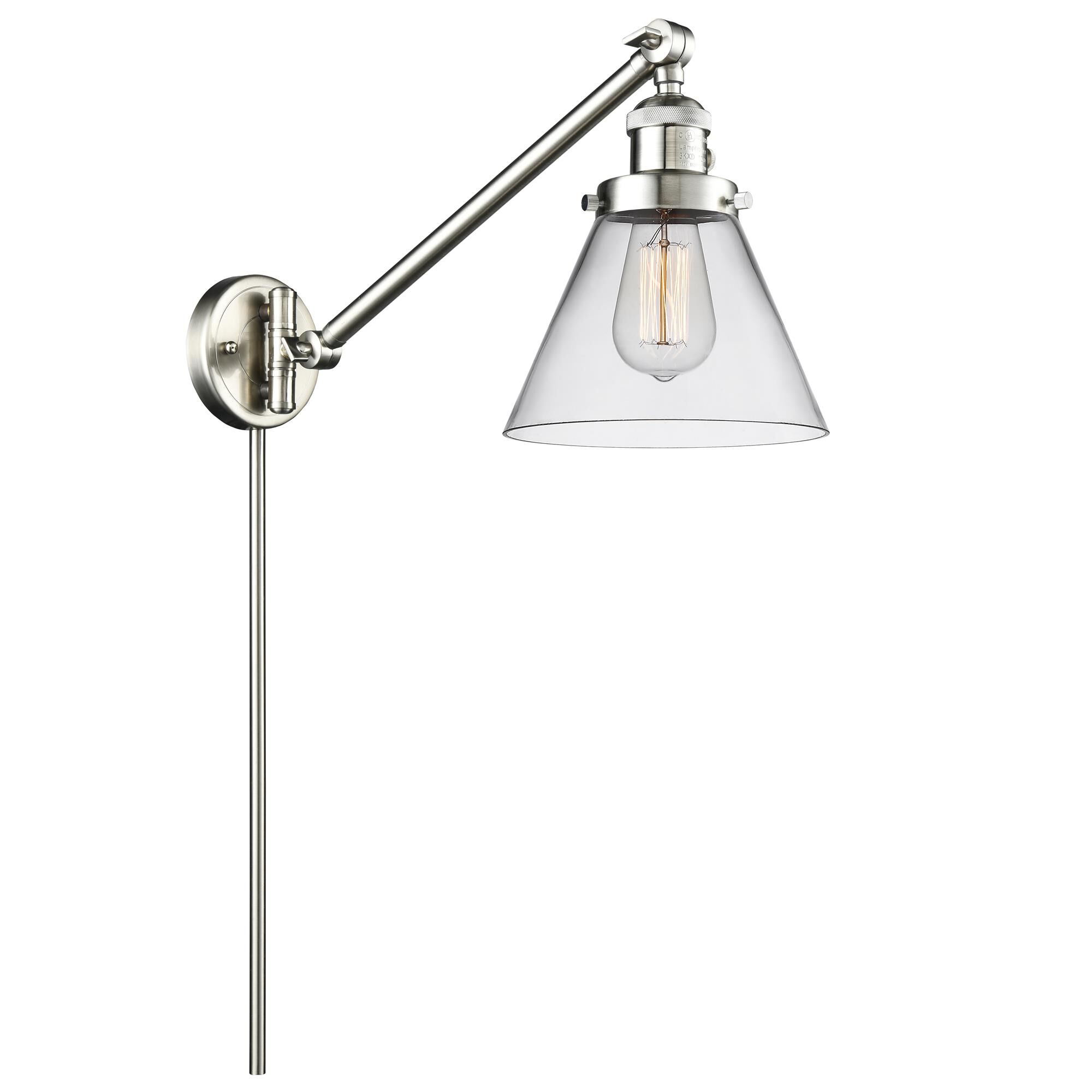 Shown in Brushed Satin Nickel finish and Clear glass